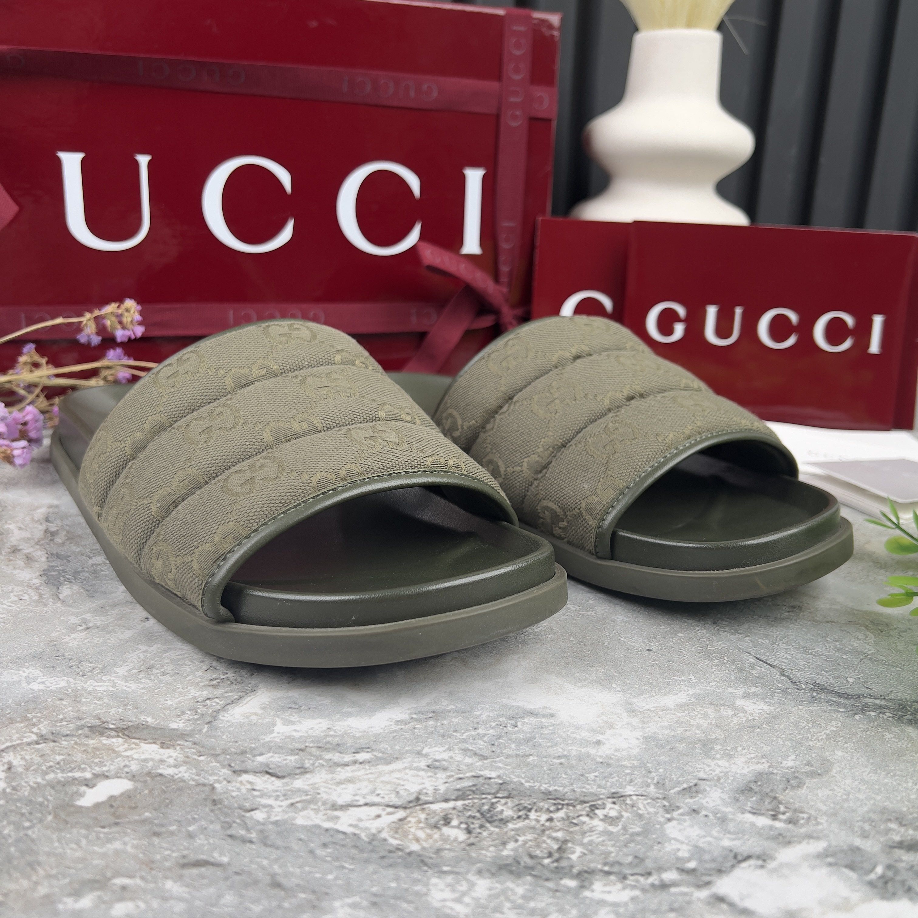 Gucci Gucci GG Monogram Quilted Slide Sandals Canvas Fabric Size US 7.5 / EU 40-41 - 5 Thumbnail