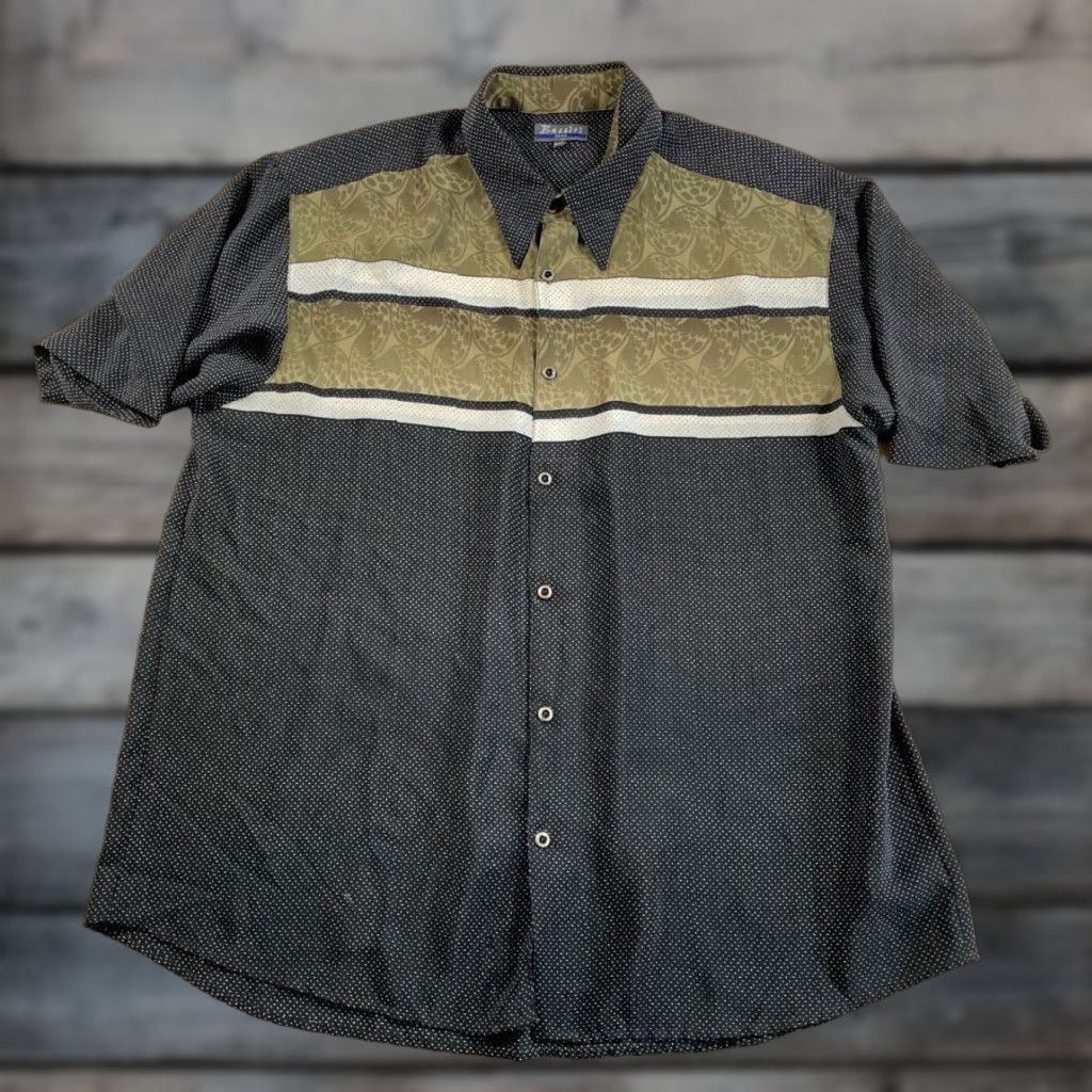 Vintage VTG Vintage Yes Bassiri Lightweight Geometric Pattern Shirt 2XL Black Green USA Adult Men Regular Short Sleeve Casual Hawaiian 90s Dad Retro Size US XXL / EU 58 / 5 - 1 Thumbnail