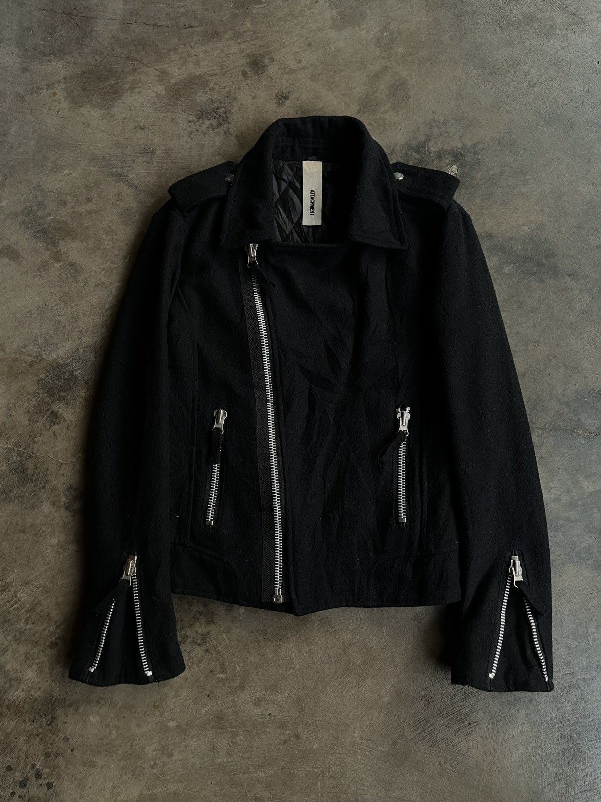 14th Addiction 2000s ATTACHMENT JAPANESE WOOL JACKET BIKERS RAMONES ZIPPER Size US M / EU 48-50 / 2 - 6 Thumbnail