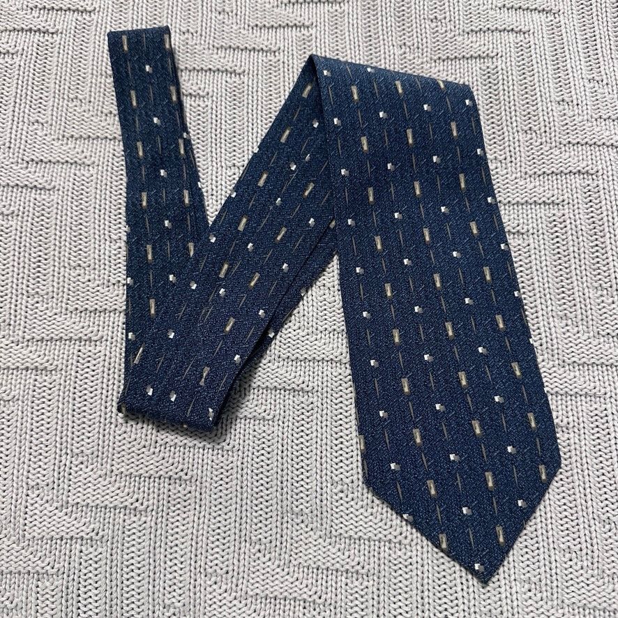 Pierre Cardin Vintage Pierre Cardin 80s navy geometric silk tie Size ONE SIZE - 1 Thumbnail