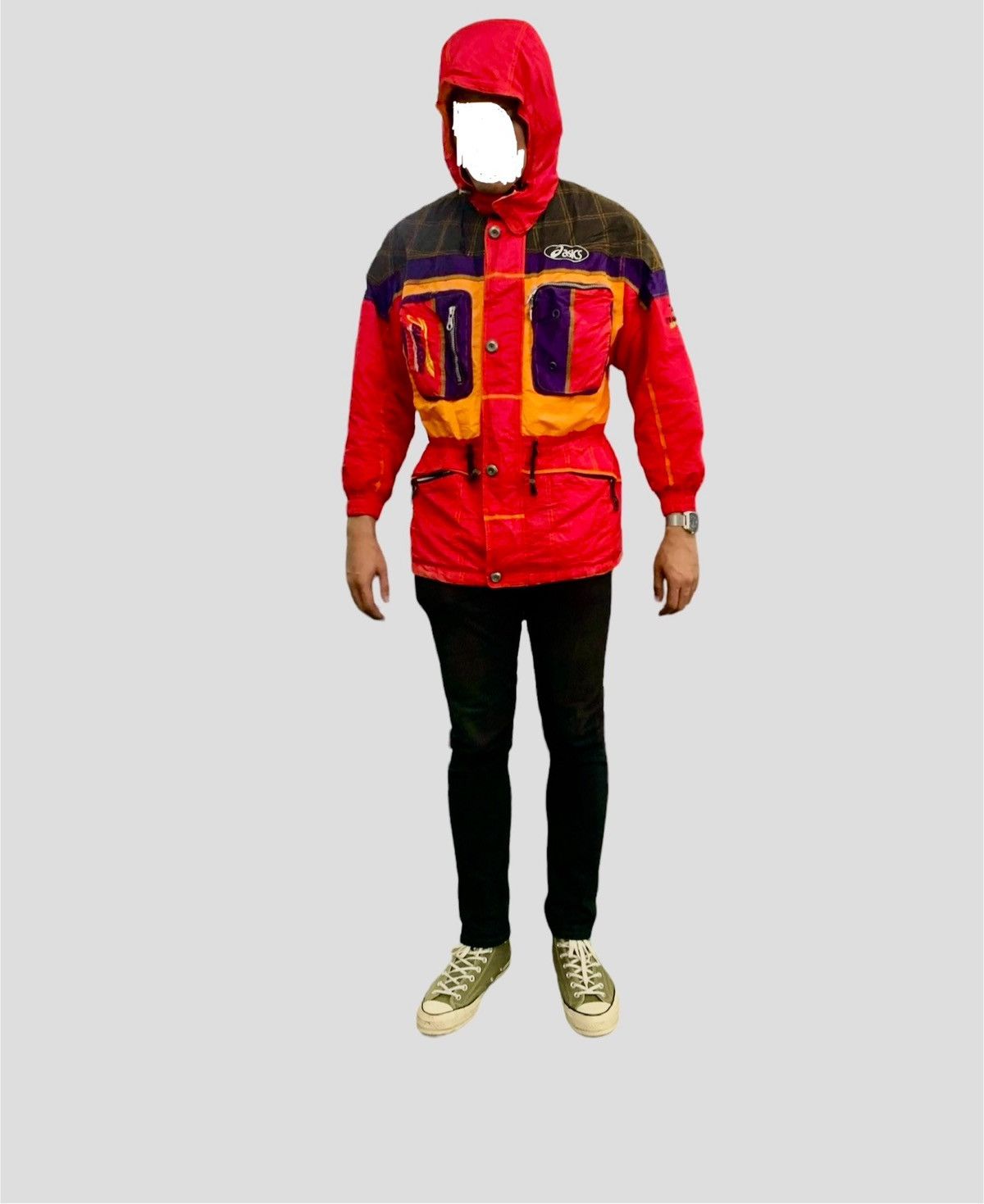 image of Multicolour Asics Jacket in Red Mix, Men's (Size Large)