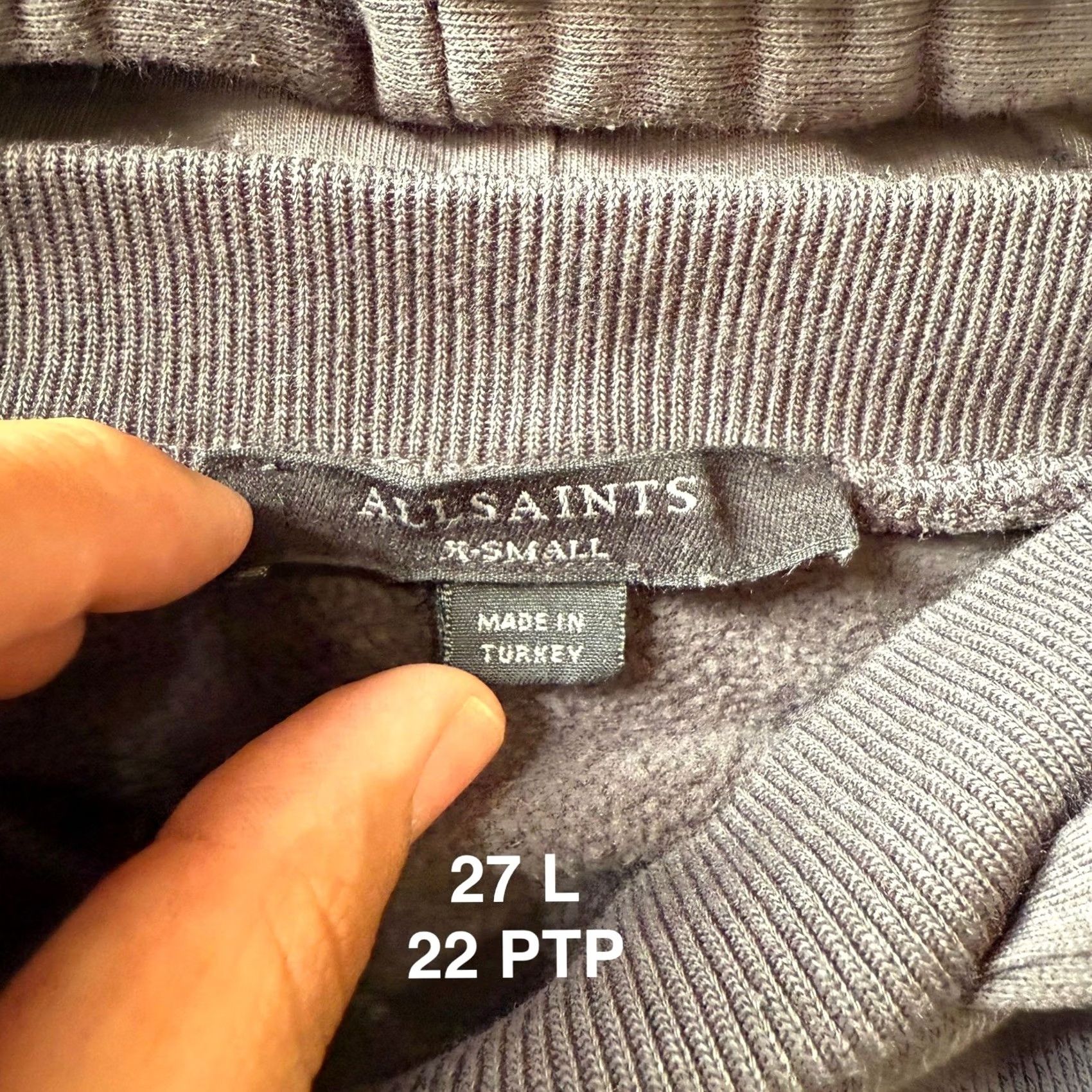 Allsaints All Saints Hoodie XS Dark Gray Hooded Fleece Pullover Streetwear New York Size US XS / EU 42 / 0 - 7 Thumbnail