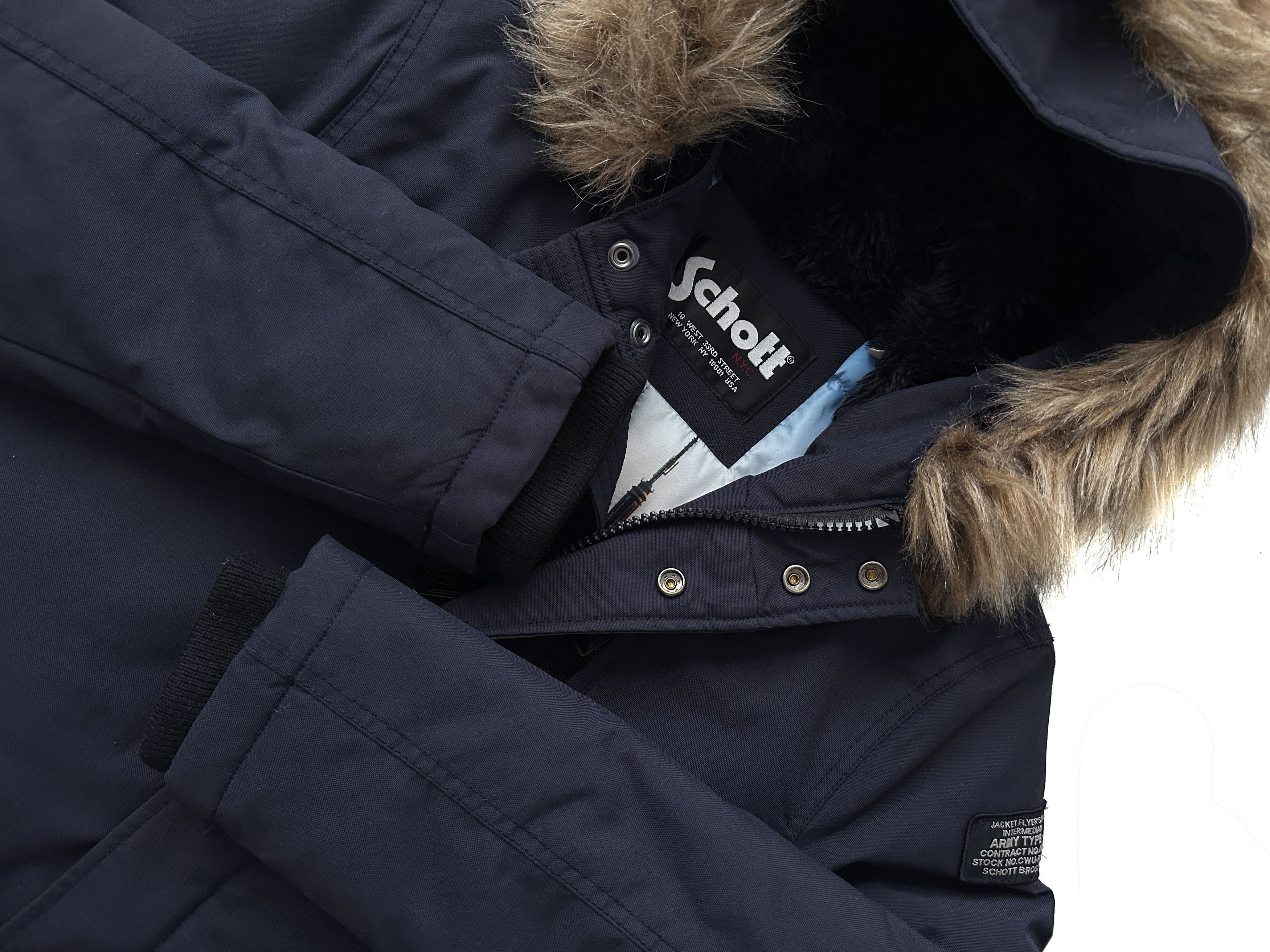 Schott Schott Flyer's Man Intermediate navy puffa parka jacket Size US S / EU 44-46 / 1 - 5 Thumbnail