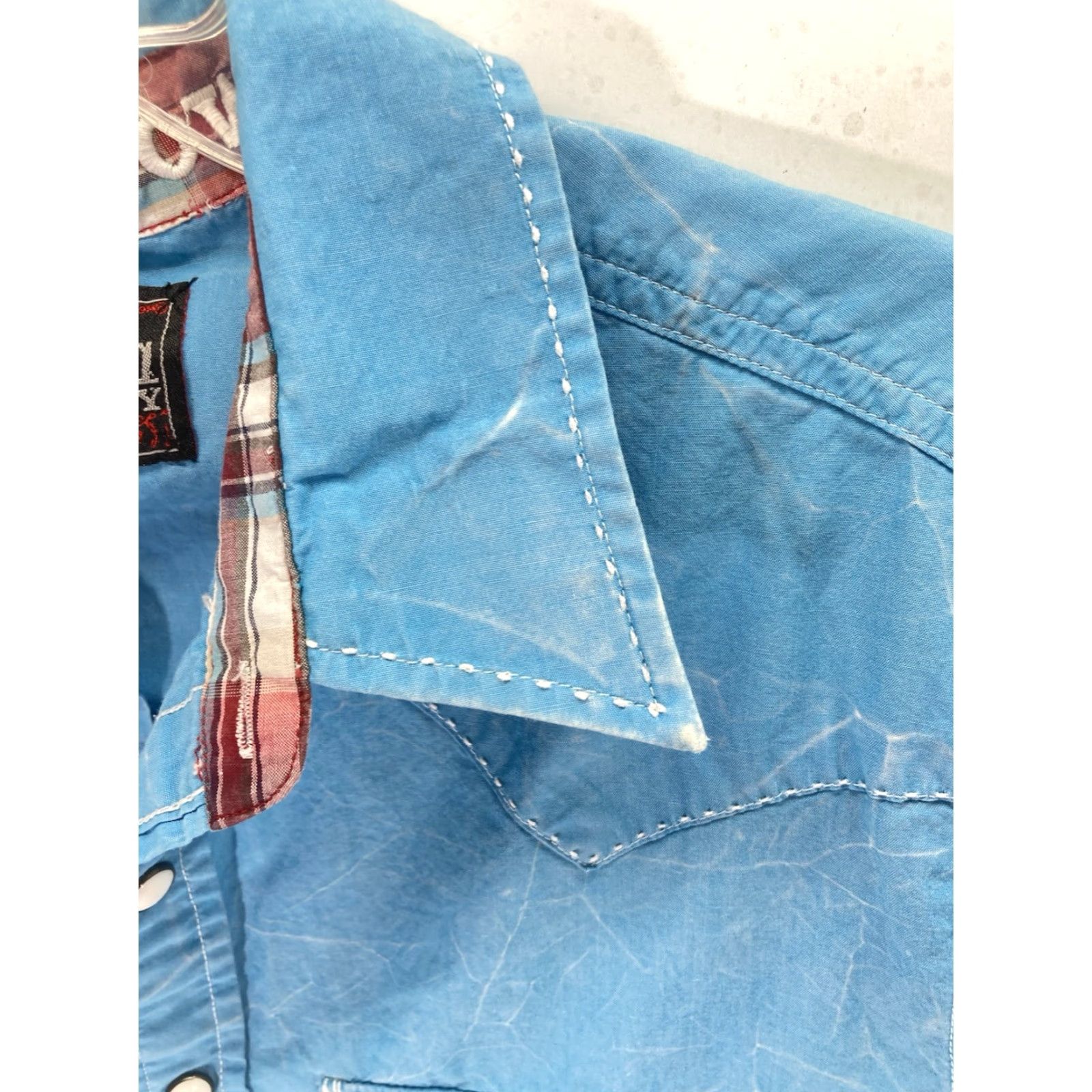 Vintage VINTAGE Rock Roll Cowboy Pearl Snap Shirt Men Small Turquois Blue Long Sleeve Western Mens S Blue 20 Across Chest 28 Shoulders to Waist Size US S / EU 44-46 / 1 - 6 Thumbnail