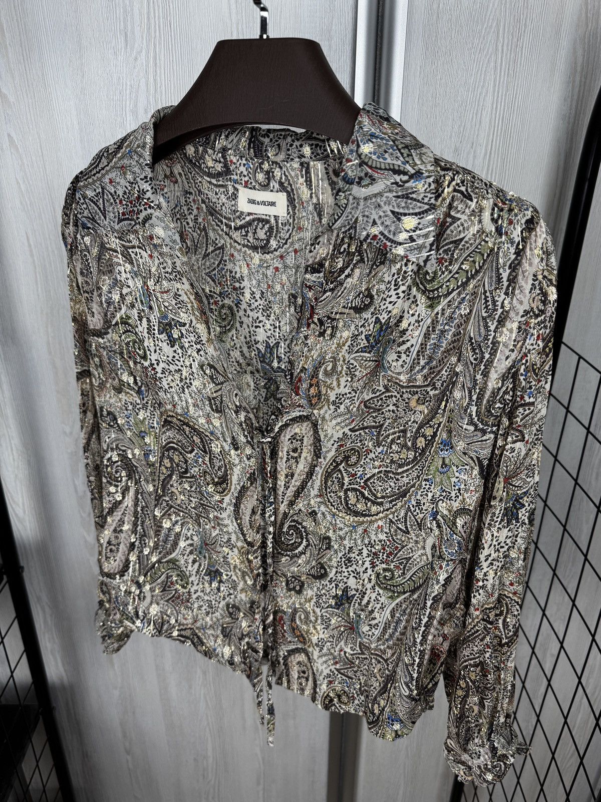 Zadig & Voltaire Zadig & Voltaire Tilan Lurex Peacoc Glitter Shirt Blouse Size S / US 4 / IT 40 - 9 Thumbnail