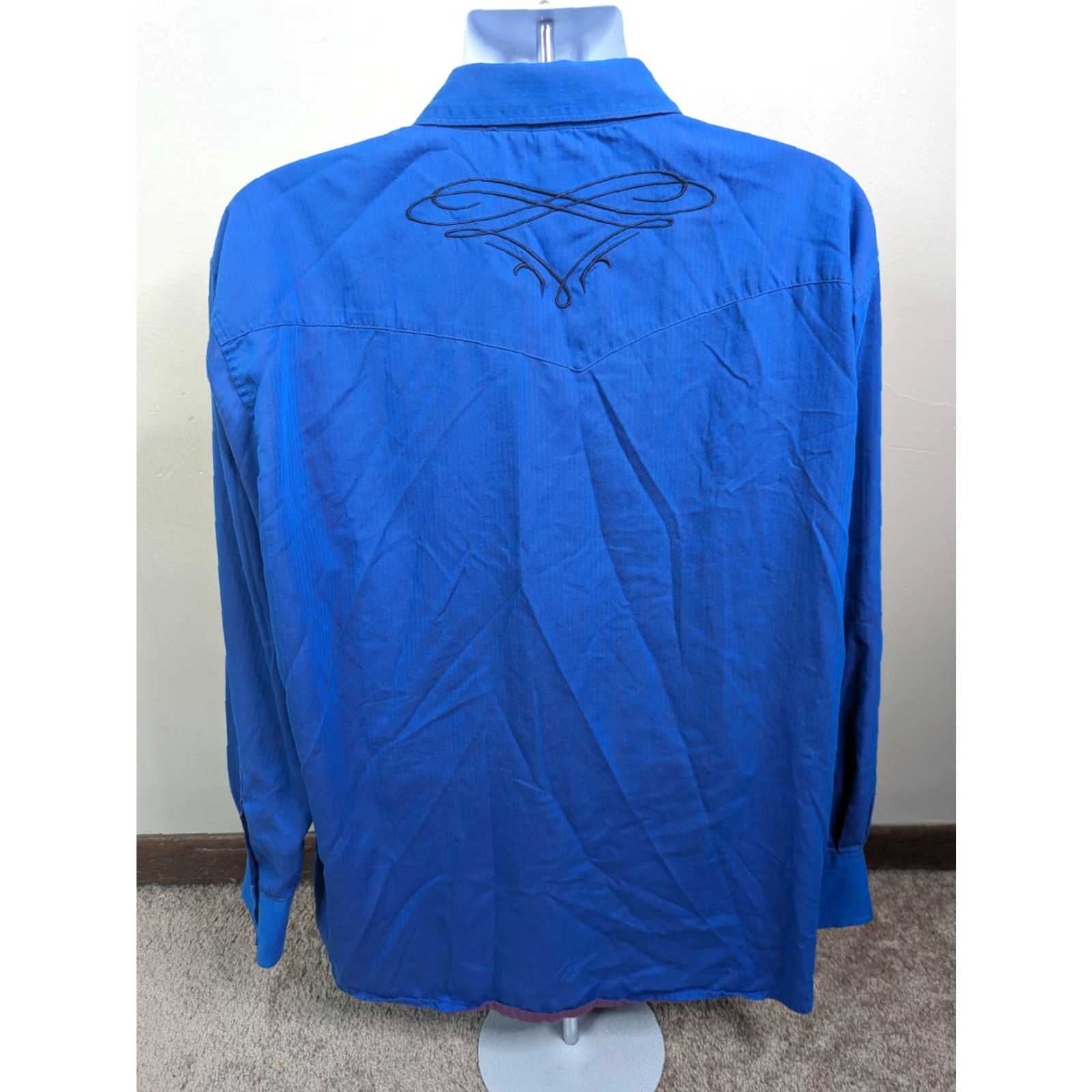 Wrangler VINTAGE Wrangler Blue Pearl Snap Long Sleeve Western Shirt 2XL Embroidered L6S Mens Shirt Size US XXL / EU 58 / 5 - 2 Thumbnail
