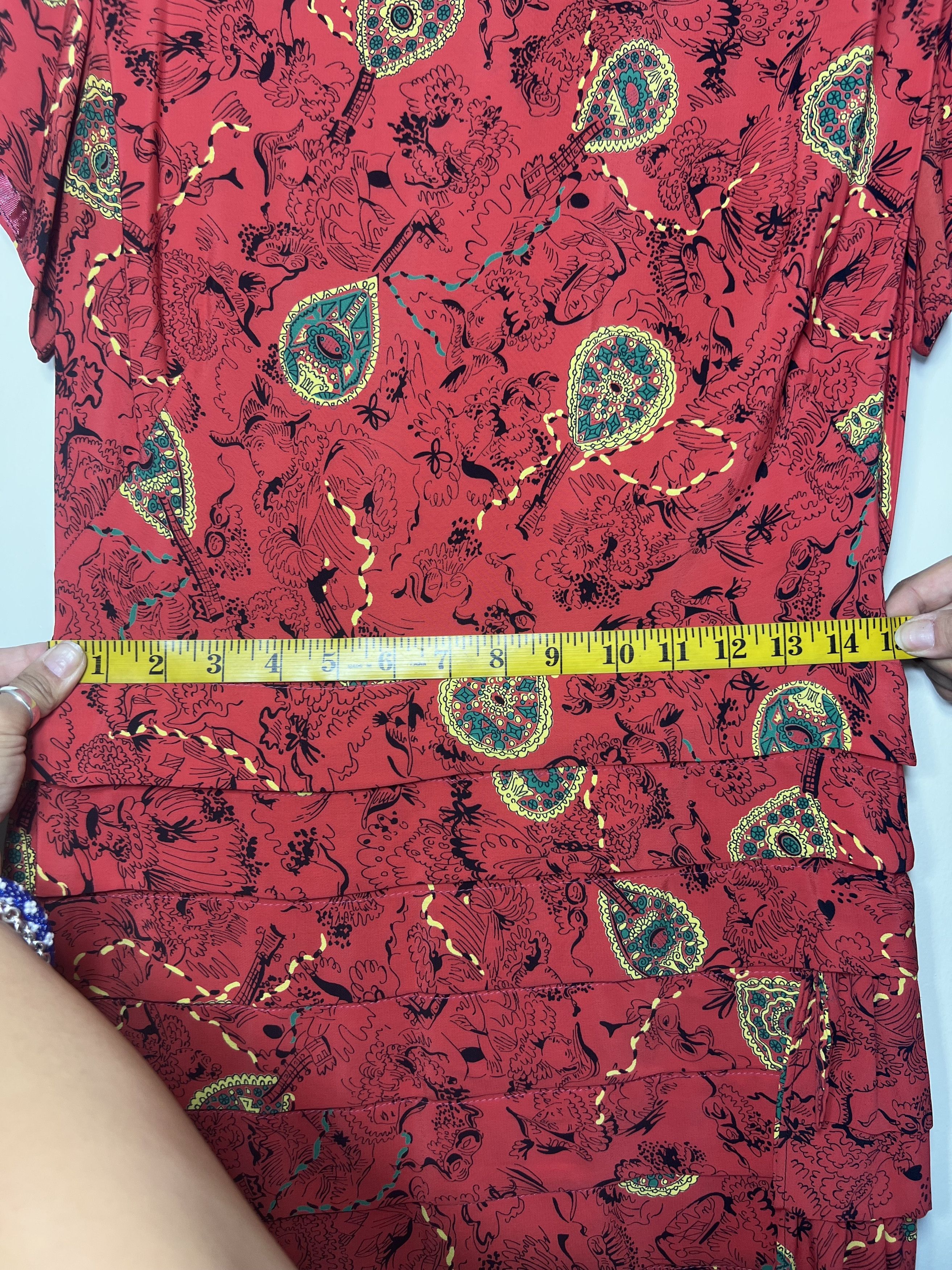 Vintage Vintage 1940's 17th Century Abstract Italian Cocktail Dress Size M / US 6-8 / IT 42-44 - 10 Thumbnail