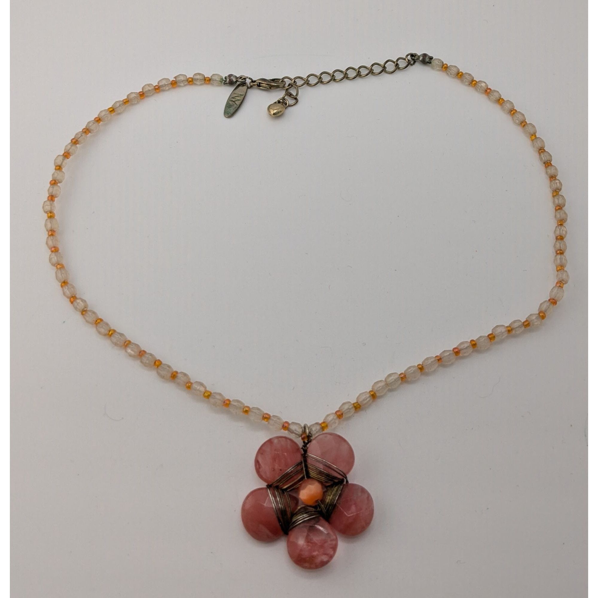 Other Vintage Y2K Cottagefore Beaded Necklace With Pink Flower Pen Size ONE SIZE - 5 Thumbnail
