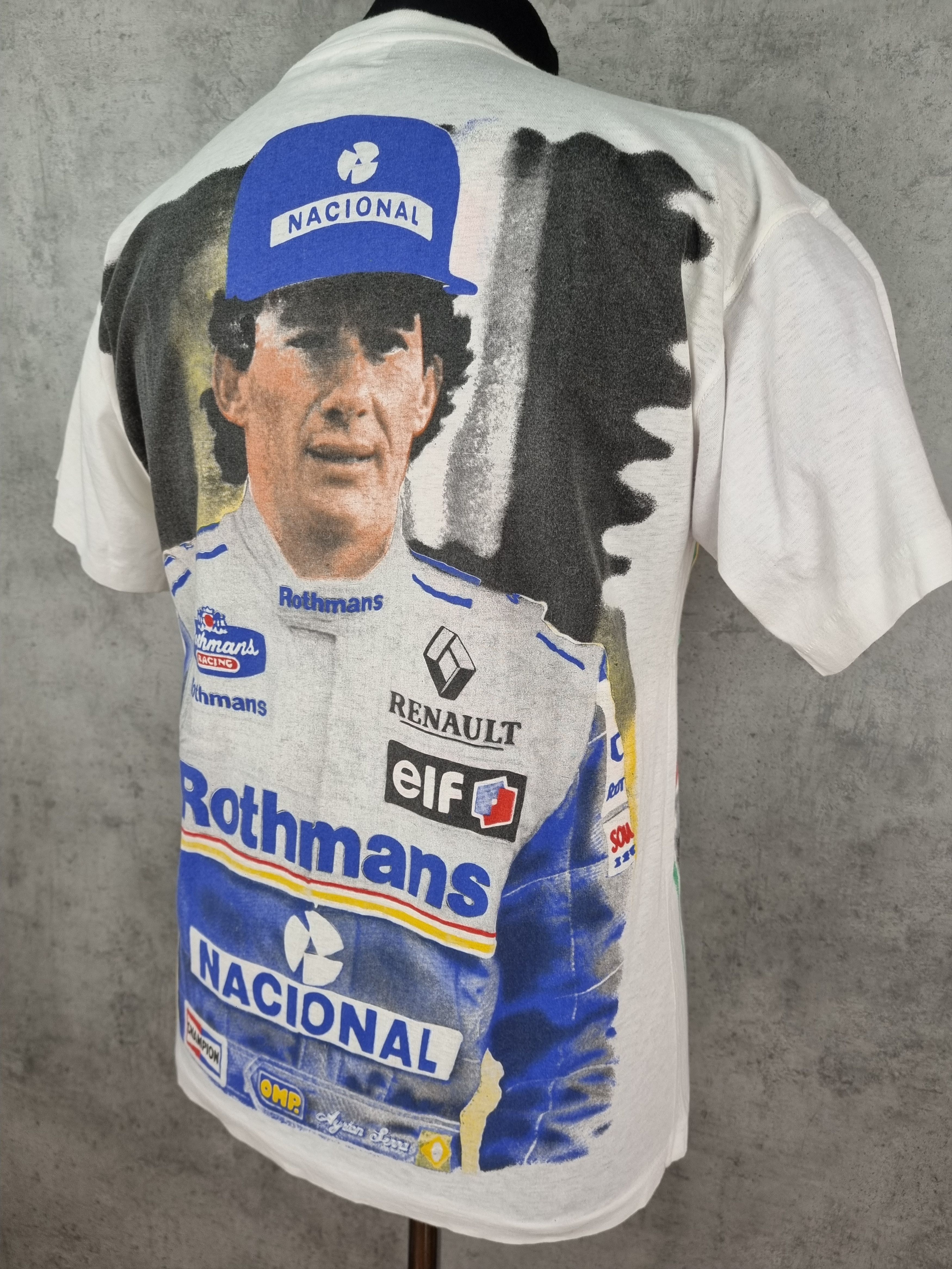 Vintage Single Stitch Ayrton Senna Rothmans Racing Tee Shirt Size US L / EU 52-54 / 3 - 16 Thumbnail