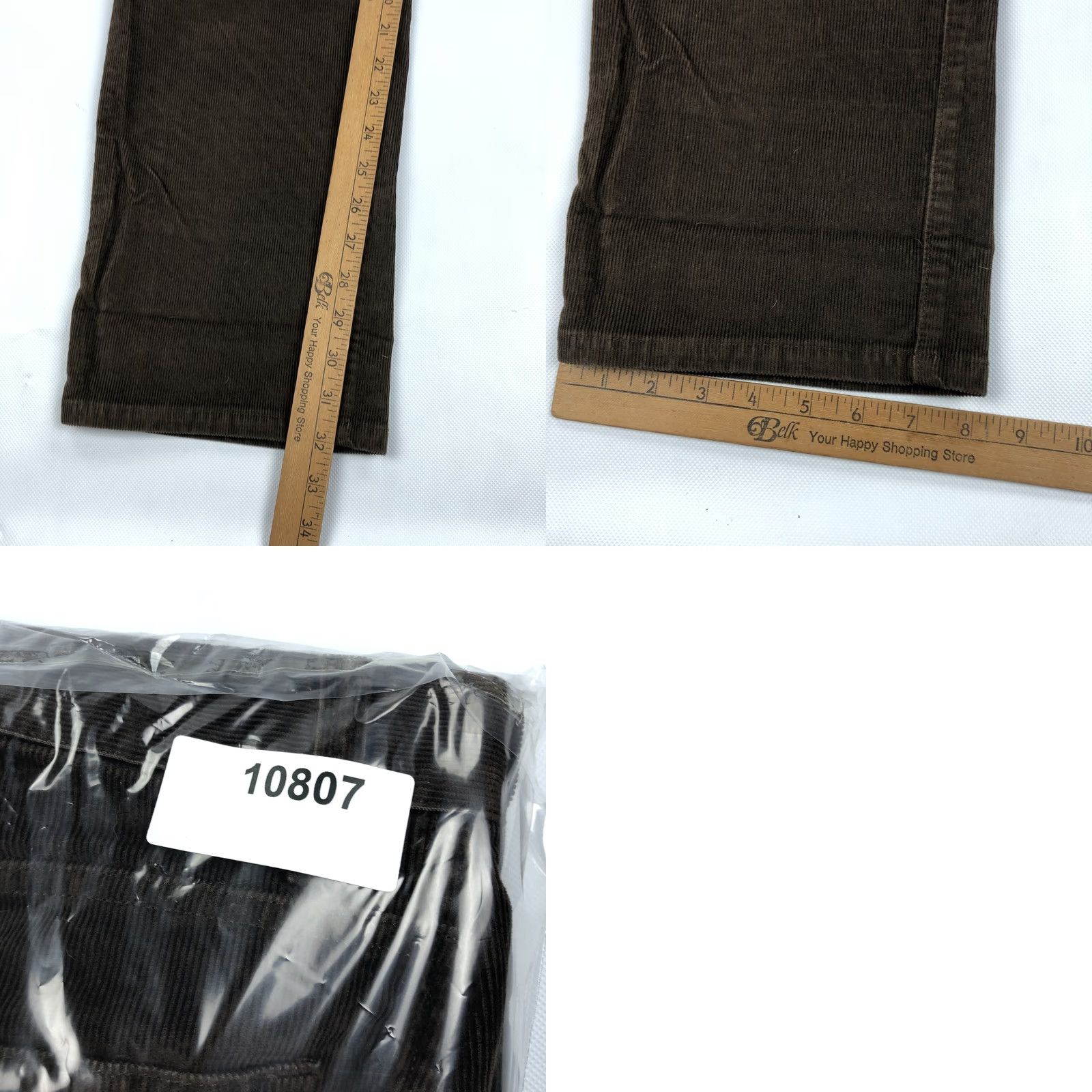 Vintage L.L.Bean Men's Corduroy Pants Flat Front Brown 33x32 Natural Fit Cotton Spandex Size US 33 - 8 Thumbnail
