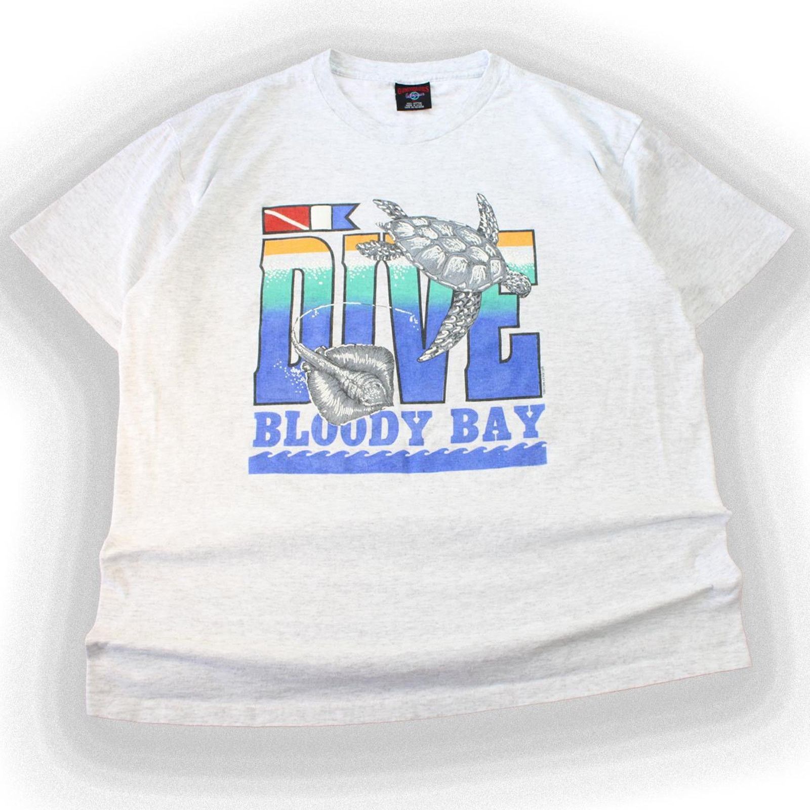 Vintage Grey 90's Vintage Sea Turtle "Dive Bloody Bay" Graphic Tee Size US XL / EU 56 / 4 - 1 Thumbnail