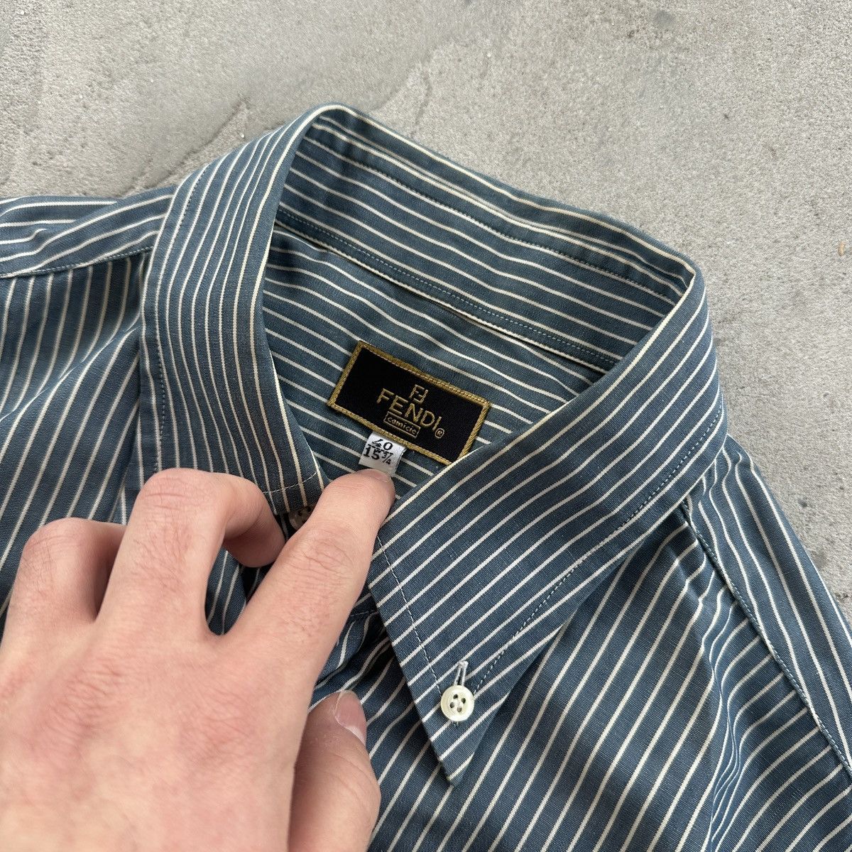 Fendi Vintage Fendi Style Oxford Stripped Shirt Buttom-Up Blue L Size US L / EU 52-54 / 3 - 9 Thumbnail