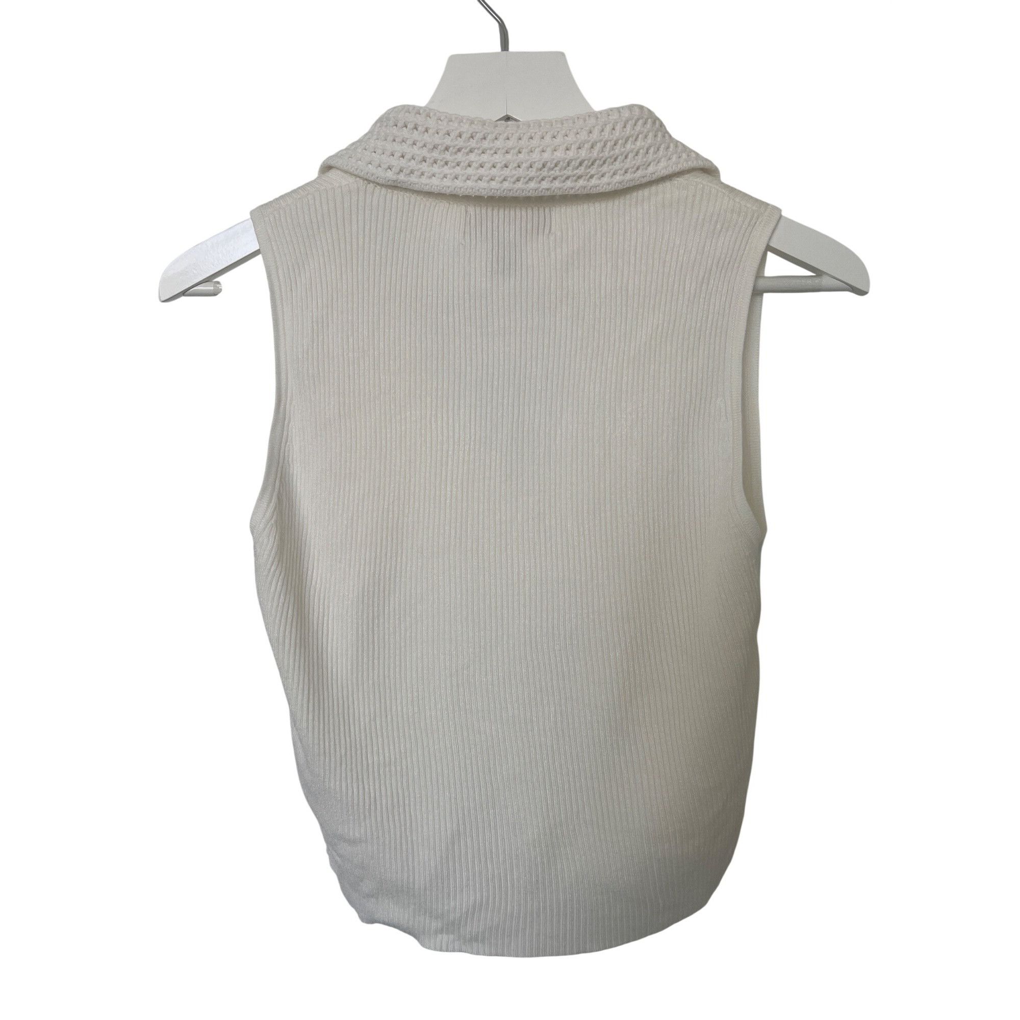 CAROLINE CONSTAS Caroline Constas Ivory Ribbed Knit Sleeveless Top Size S / US 4 / IT 40 - 3 Thumbnail