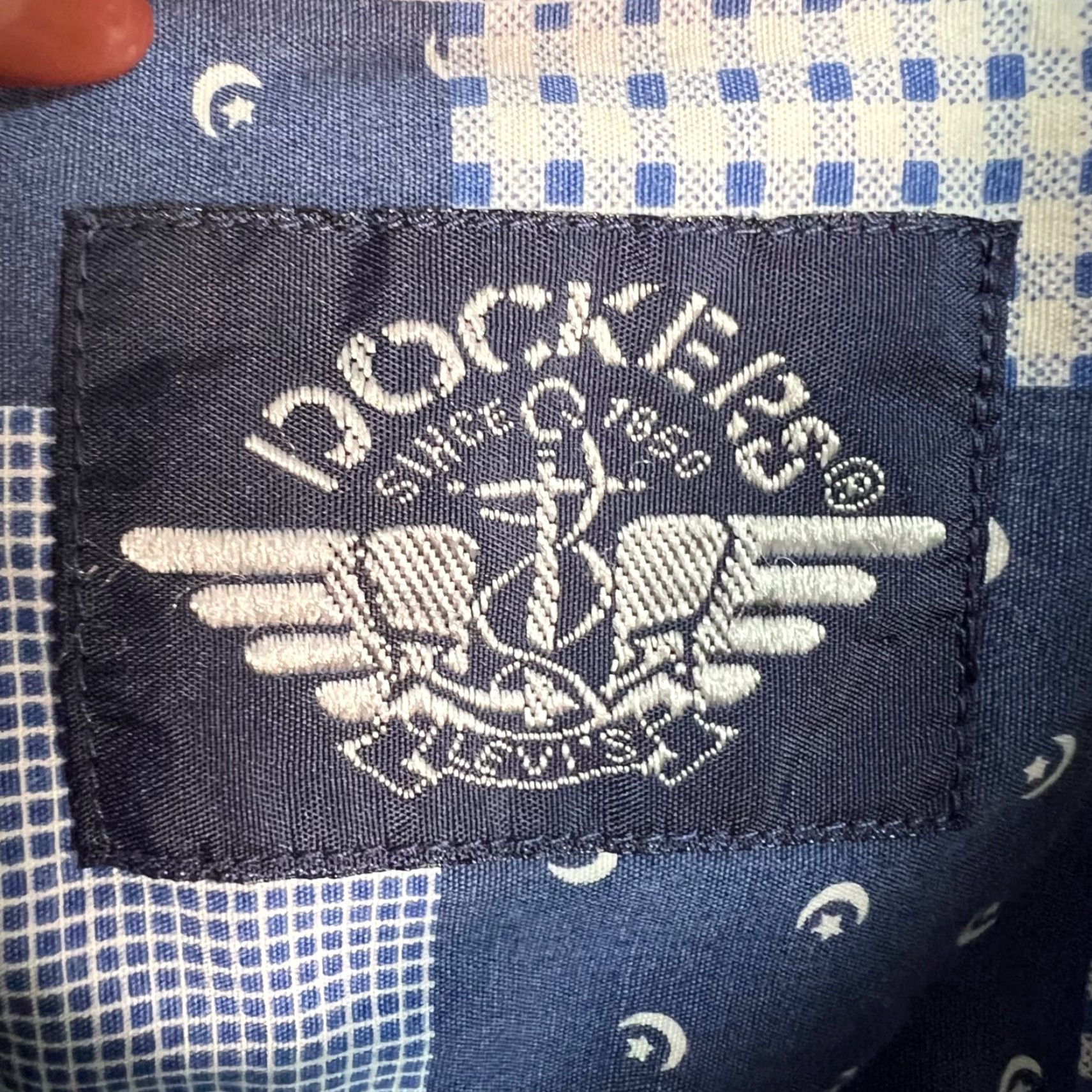 Dockers DOCKERS Mens Large Blue Patchwork Short Sleeve Button-Down Shirt 100% Cotton Size US L / EU 52-54 / 3 - 4 Thumbnail