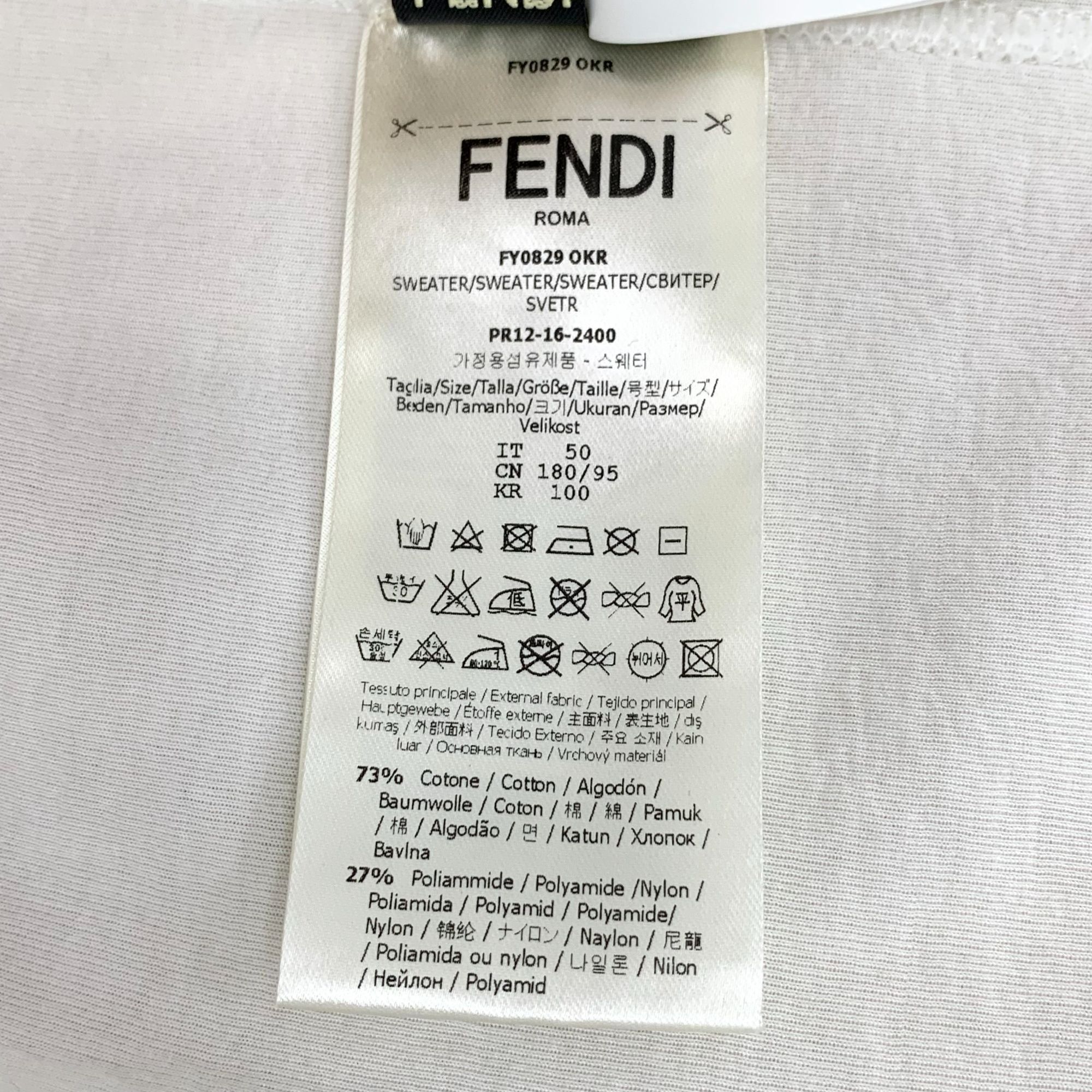 Fendi Fendi White Round-Neck Long-Sleeve Sweatshirt With Flocked P Size US L / EU 52-54 / 3 - 4 Thumbnail