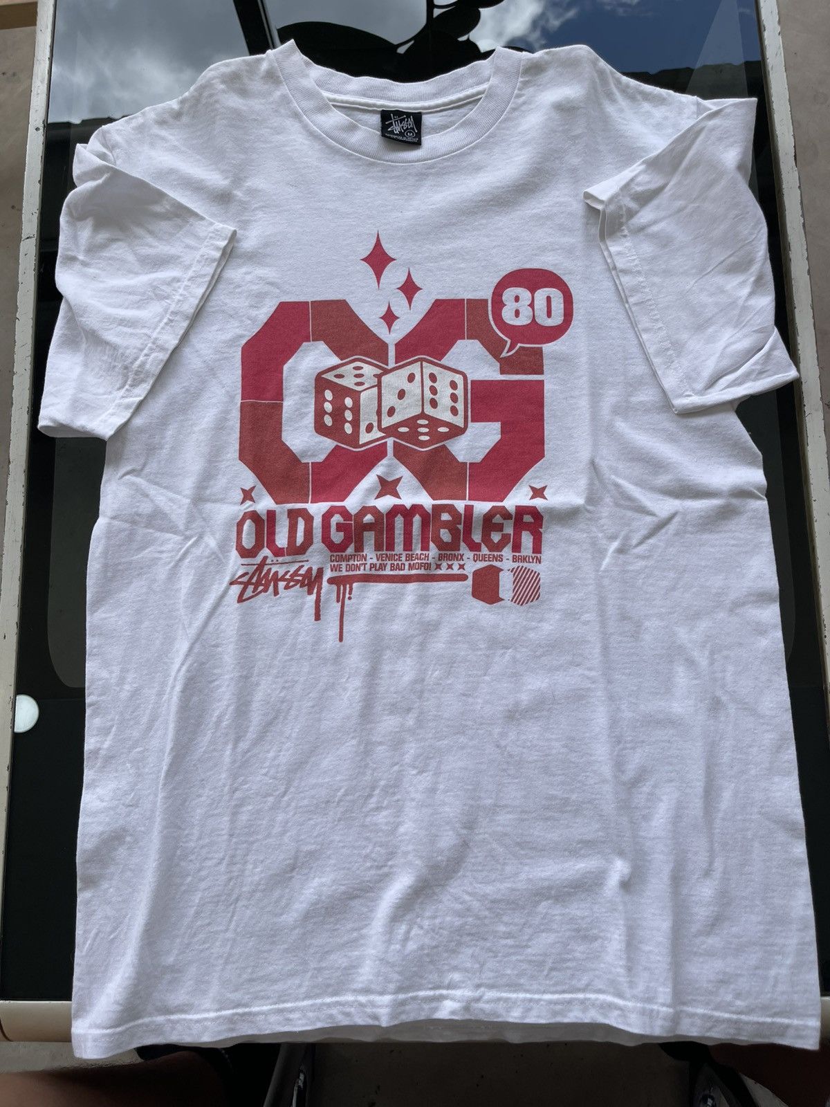 Stussy Vintage 2000s Stussy Old Gambler Dice T-Shirt White Size US M / EU 48-50 / 2 - 2 Thumbnail