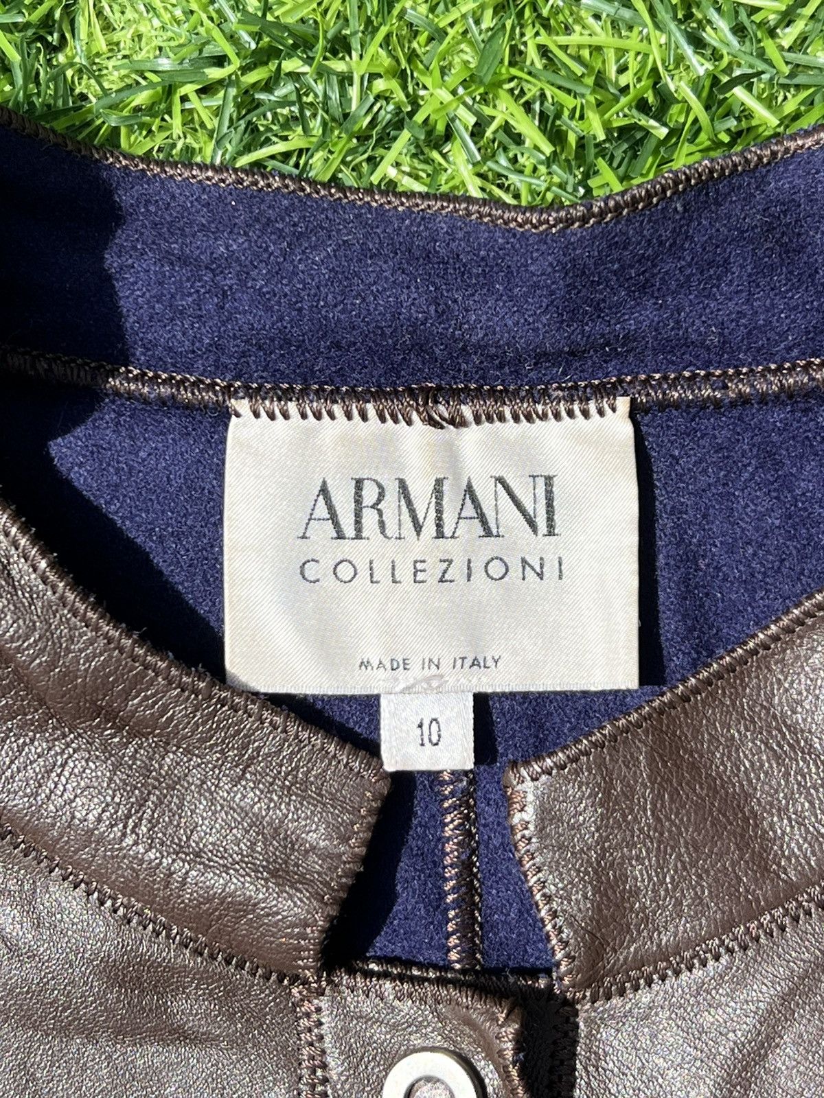 Armani Collezioni Vintage Armani collezioni Brown Leather Jacket -size 10 Size L / US 10 / IT 46 - 2 Thumbnail