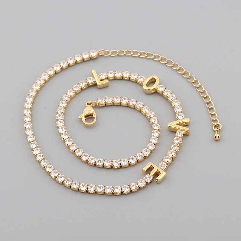 Jewelry Cubic Zircon Chain Love Necklace Size ONE SIZE - 5 Thumbnail