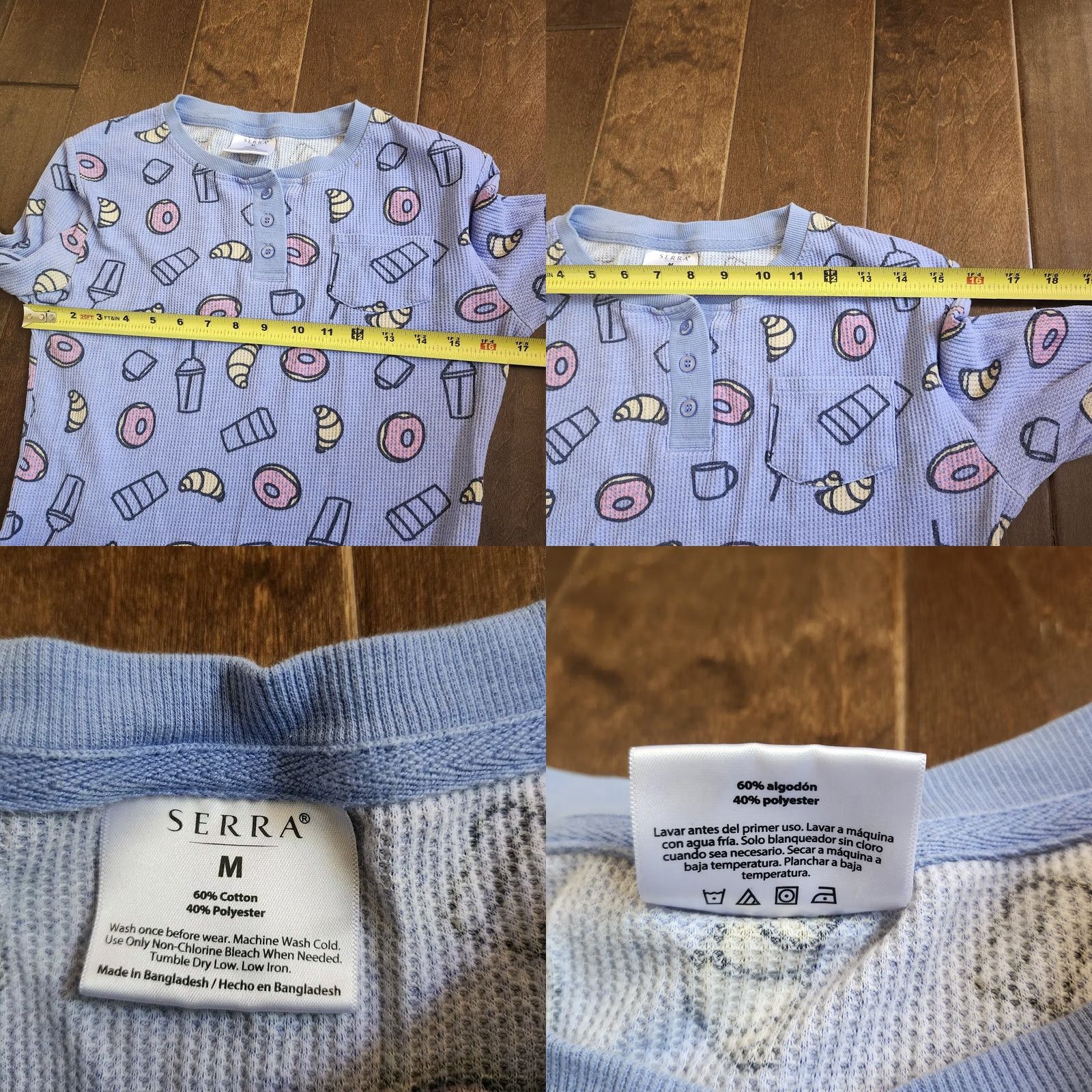 Vintage Serra Women’s Junior Donut Croissant Coffee Sleepwear Set Long Sleeve Brown M Size M / US 6-8 / IT 42-44 - 9 Thumbnail