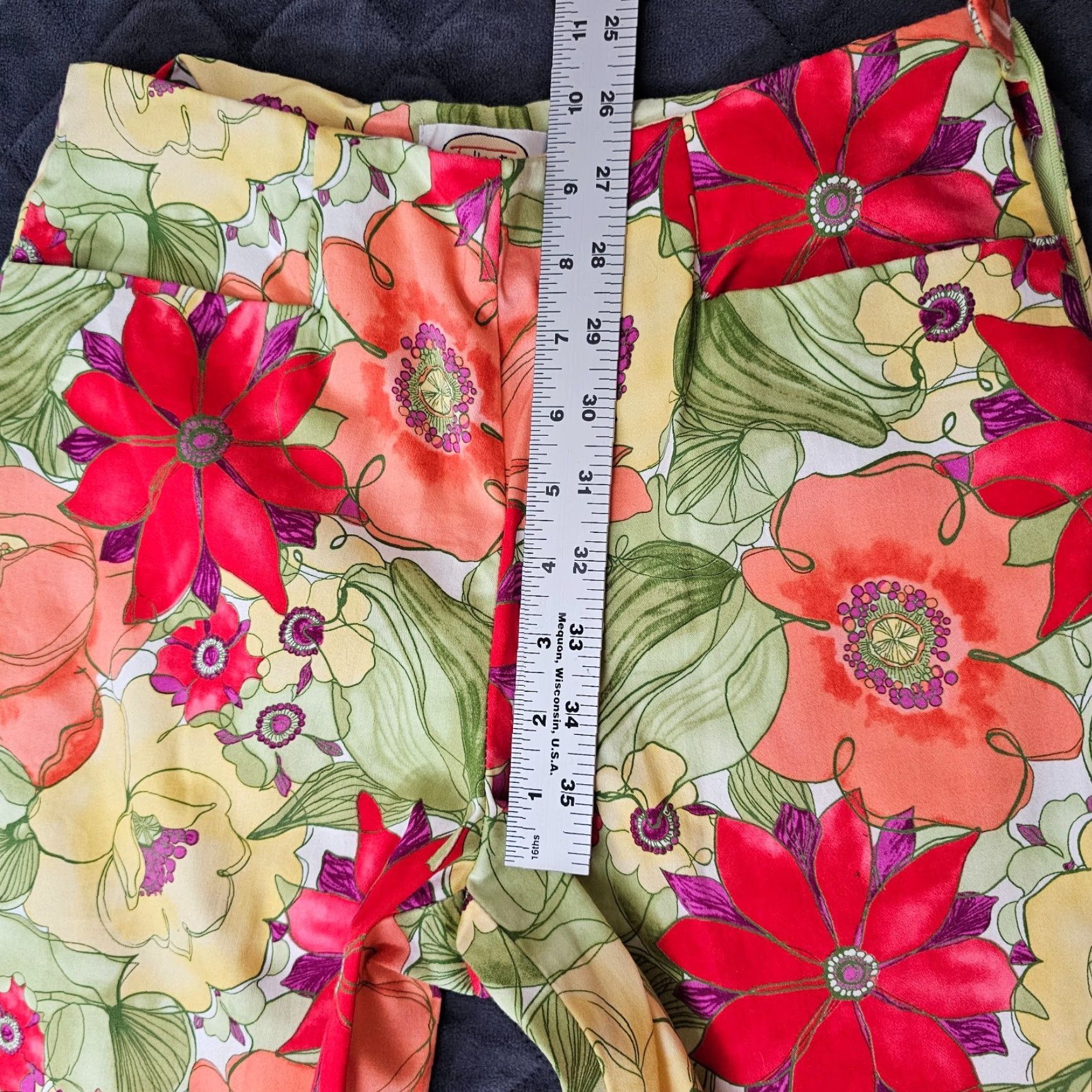 Talbots Talbot Talbots Petite Women Pants Green Floral Pattern Crop Side Zipper Pull On Size 4 Size 27" / US 4 / IT 40 - 6 Thumbnail