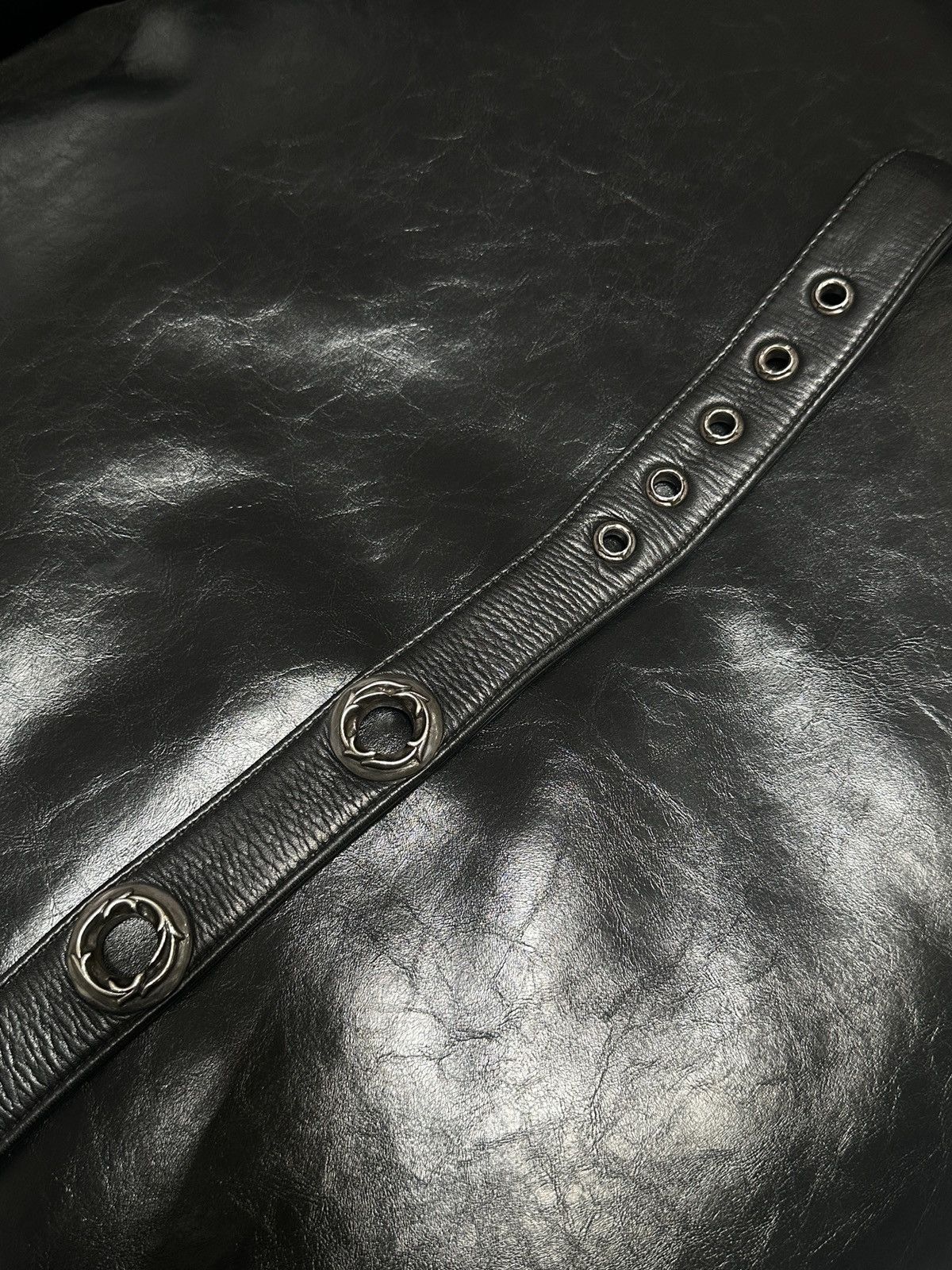 Chrome Hearts Large Grommet Oiled Leather Belt Strap Size 34 - 6 Thumbnail