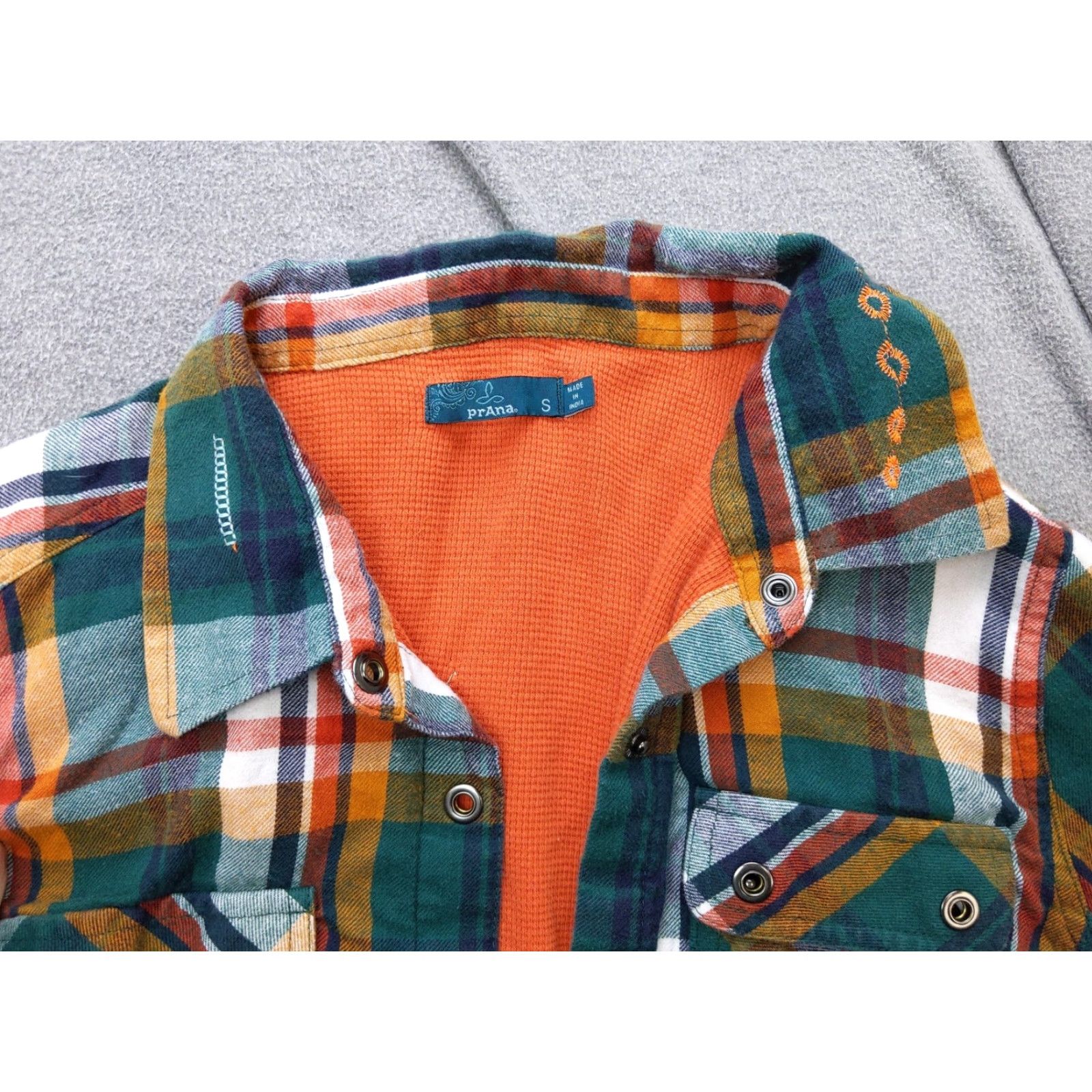 Prana PrAna Jacket Womens Small Green Plaid Flannel Lined Snap Pockets Thermal Size S / US 4 / IT 40 - 6 Thumbnail