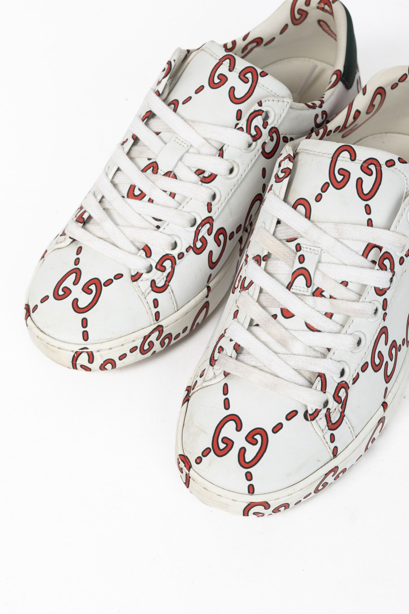 Gucci Gucci Ace White GG Ghost Lace-Up Sneakers Size US 4 / IT 34 - 6 Thumbnail
