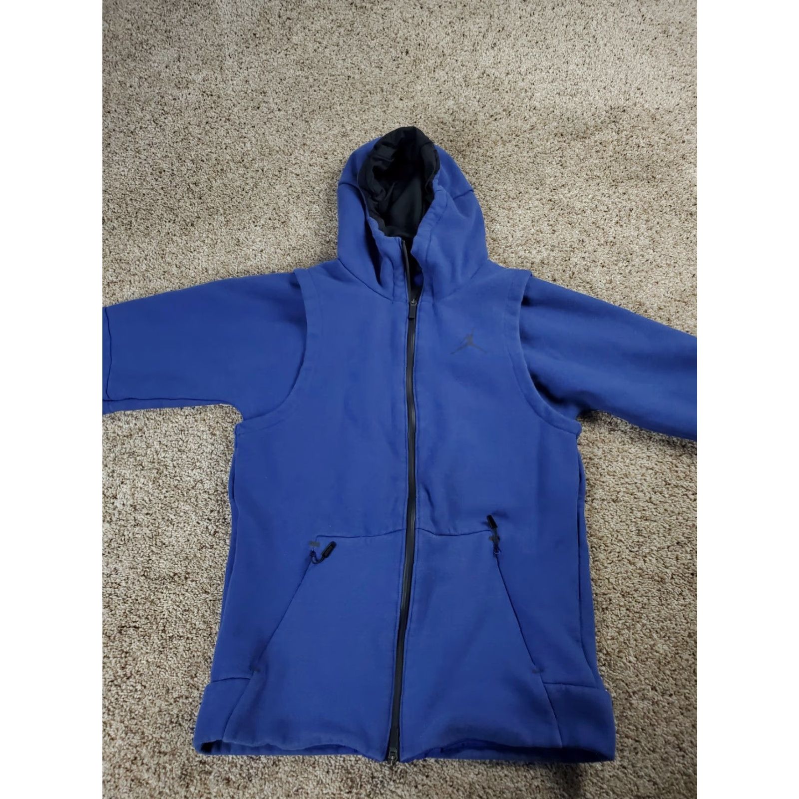 Jordan Brand Nike Air Jordan Tech Fleece Hoodie Small Mens Blue Full Zip Vented Pockets Size US S / EU 44-46 / 1 - 4 Thumbnail