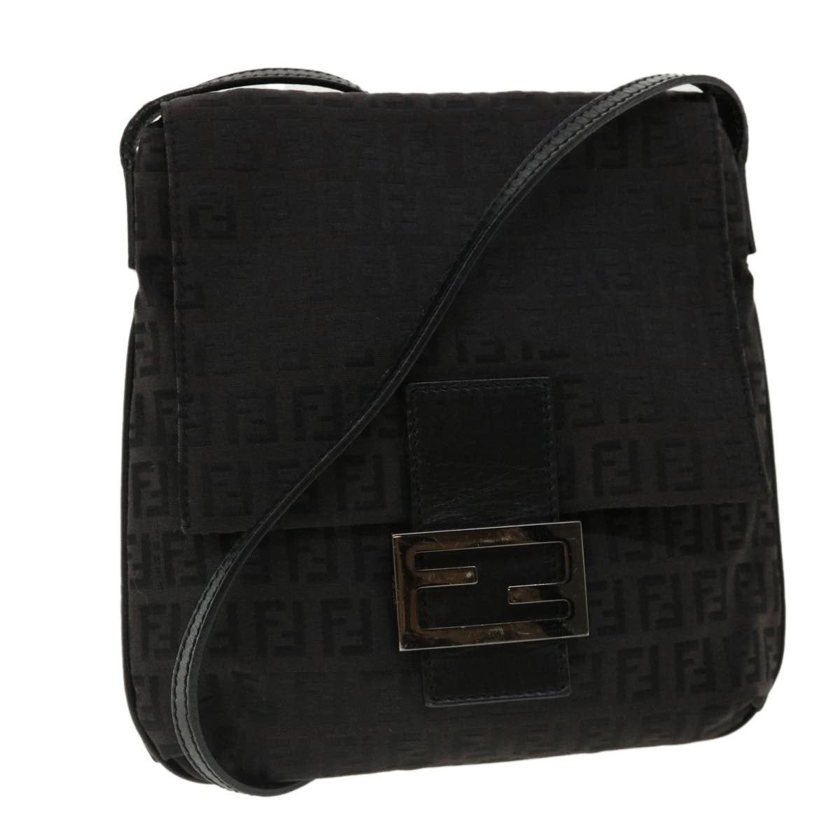 Fendi Zucchino Canvas Mamma Baguette Shoulder Bag Nylon in Black, Women's