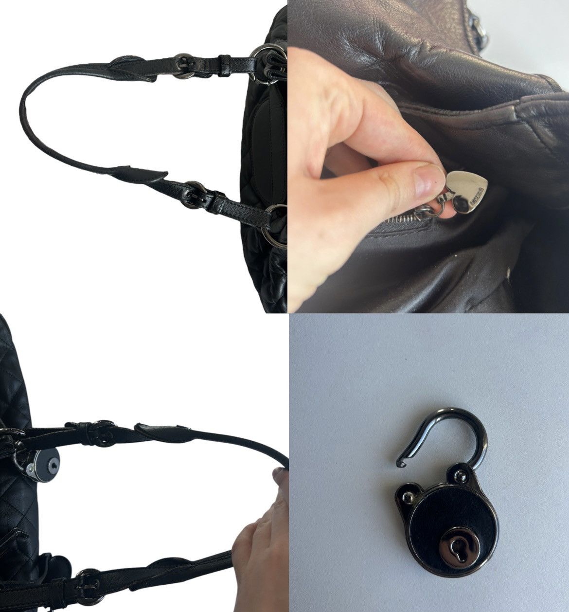 Designer × Moschino y2k moschino black leather shoulder bag opium Size ONE SIZE - 2 Thumbnail