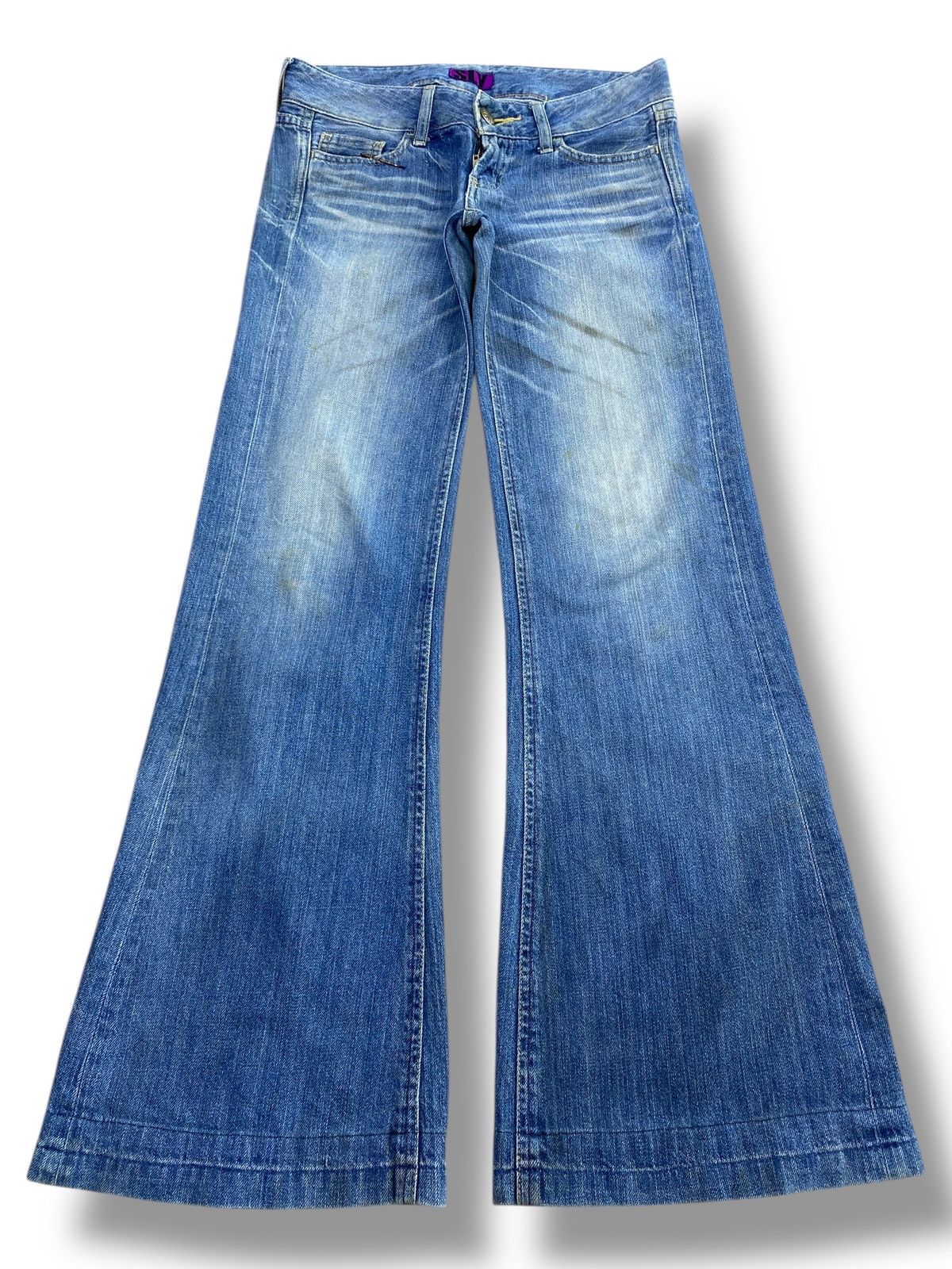 Japanese Brand Whiskers Faded Wash Style Flare Jeans