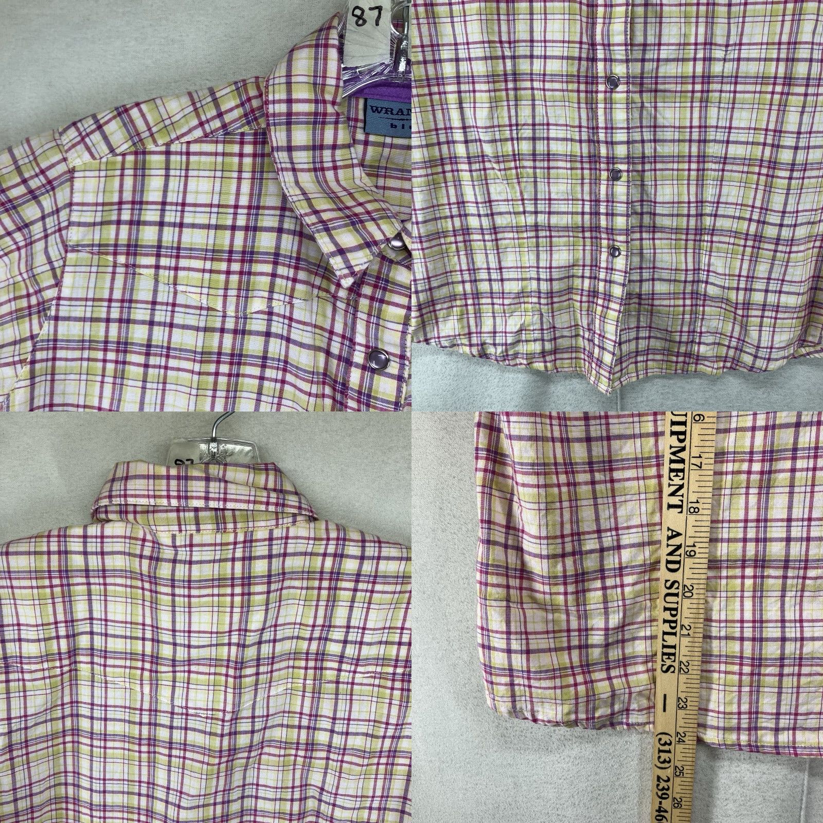 Wrangler Women’s Wrangler Western Pearl Snap Shirt Small Pink Plaid Cotton Casual Short Sleeve 90s Western Women Size S / US 4 / IT 40 - 8 Thumbnail
