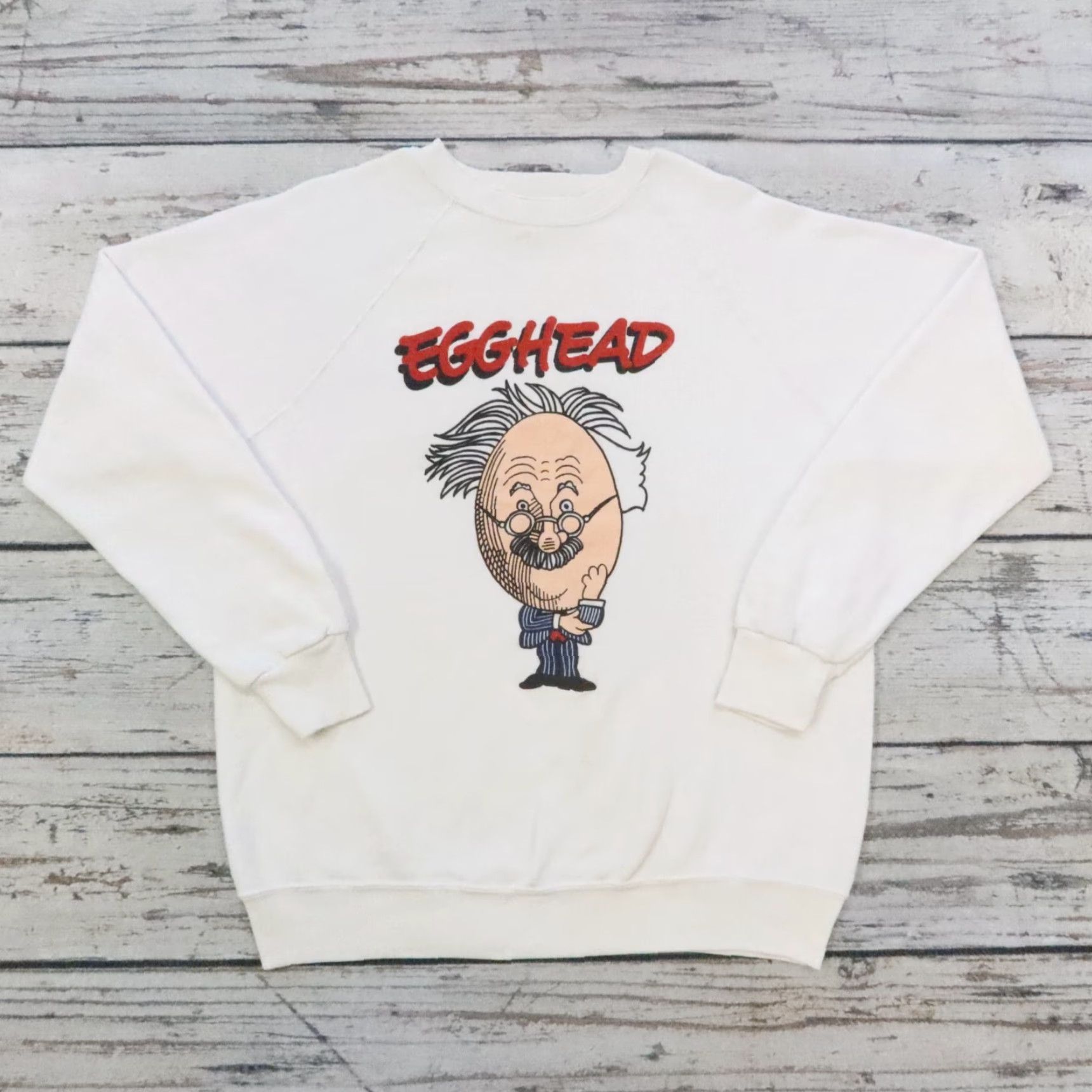 Vintage VINTAGE Albert Einstein Egghead Crewneck Sweatshirt Mens XL White 90s Meant for Men Size XL Pullover Sweatshirt 90s Theme, CATCH + RELEASE Sponsor Size US XL / EU 56 / 4 - 2 Thumbnail