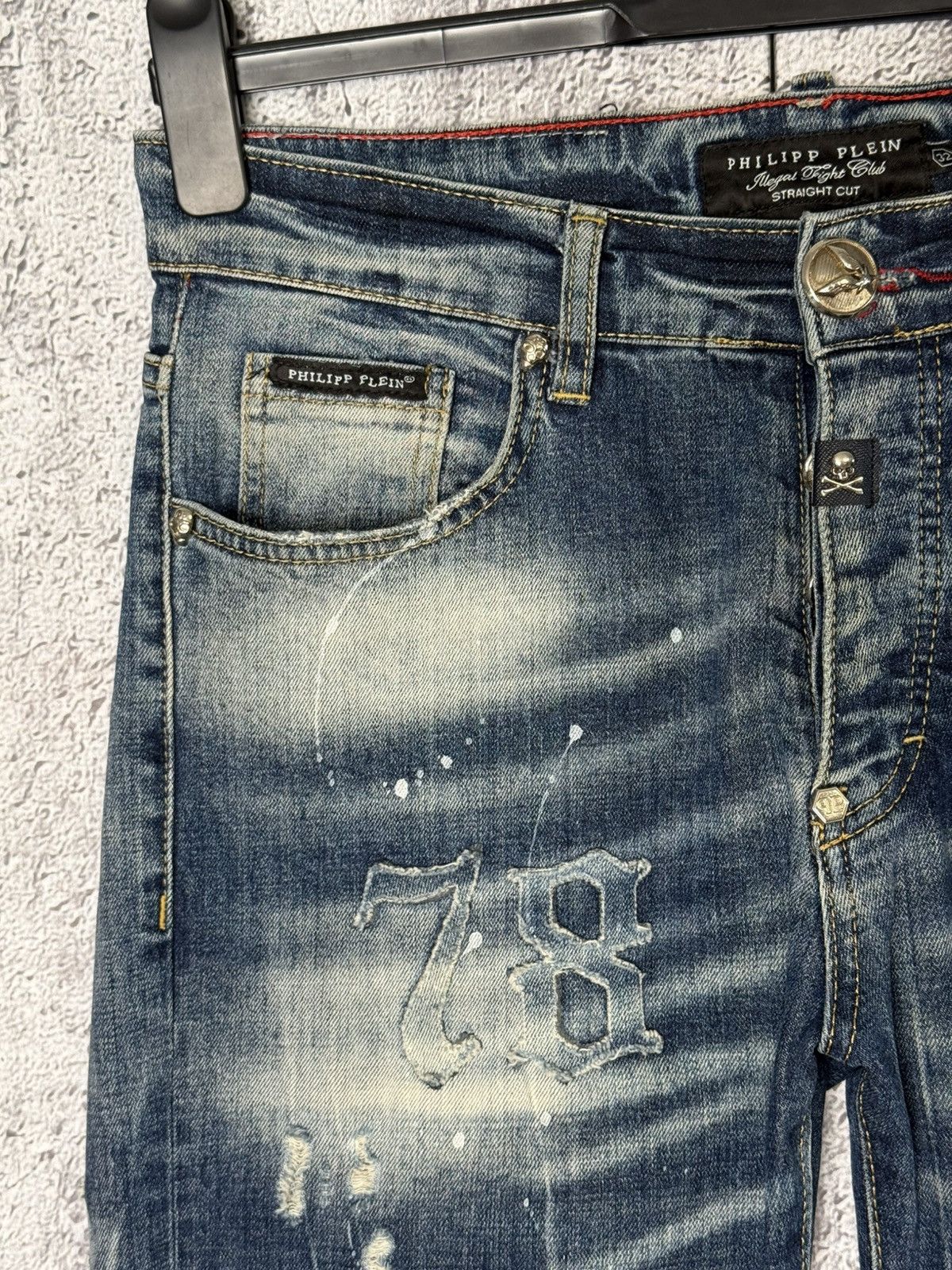 Philipp Plein Philipp Plein Jeans Skull Crossbones Distressed Denim Pants Size US 32 / EU 48 - 3 Thumbnail