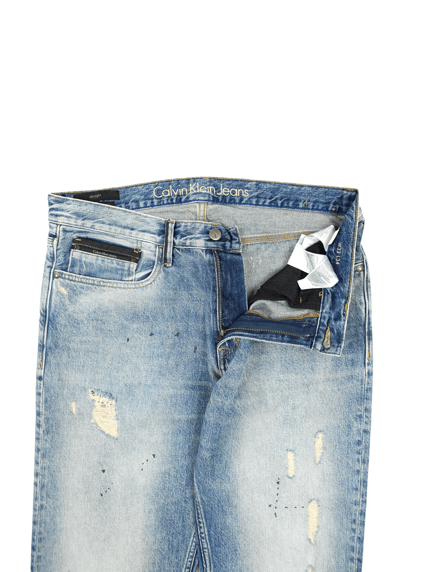 Calvin Klein × Japanese Brand 💎 Size 33/34 Calvin Klein Distressed Ripped Straight Jeans Size US 33 - 4 Thumbnail