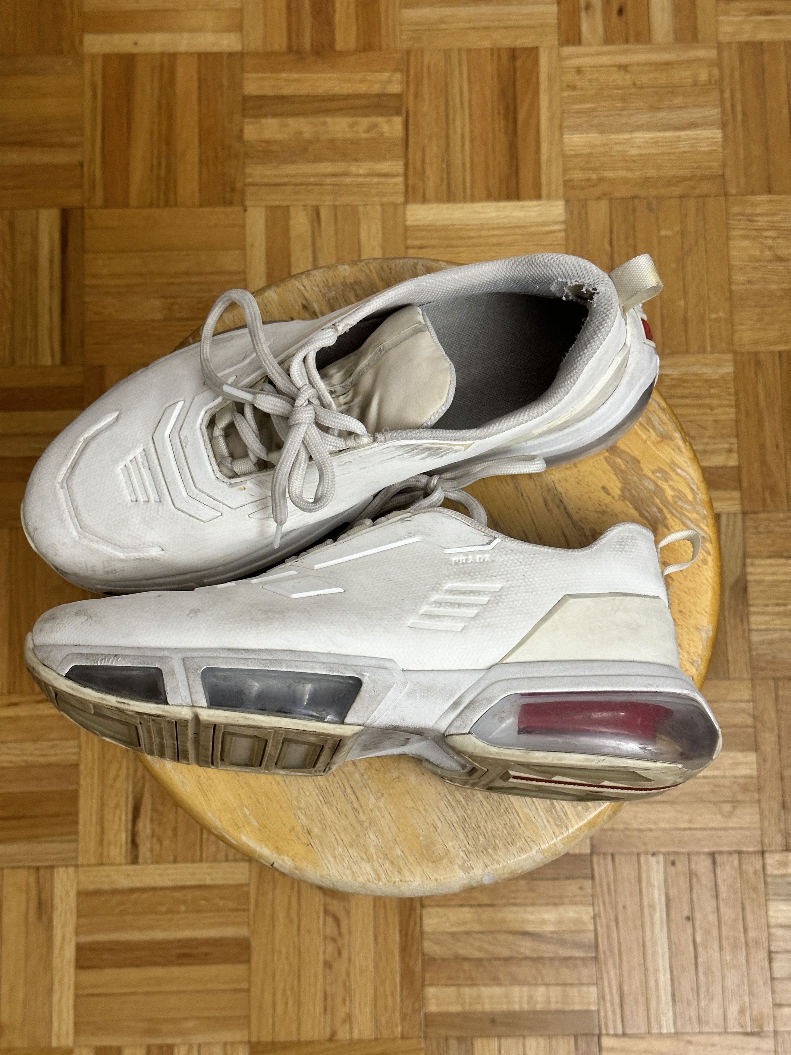 image of Prada Cloudbust Air Technical Fabric Sneakers, White, Us 10, Men's