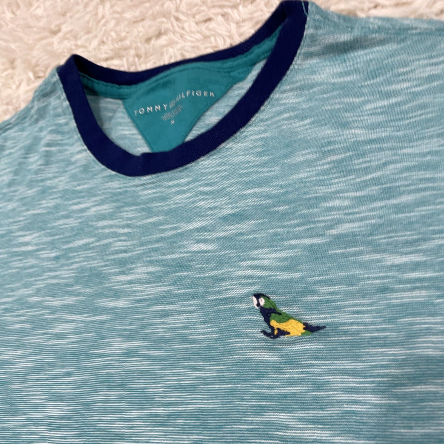 Tommy Hilfiger TOMMY HILFIGER Parrot Shirt Men M Bird Logo Mint Aqua Teal Jersey Tee Tshirt Crew Neck Short Sleeve Logo Embroidered Classic Fit Size US M / EU 48-50 / 2 - 2 Thumbnail