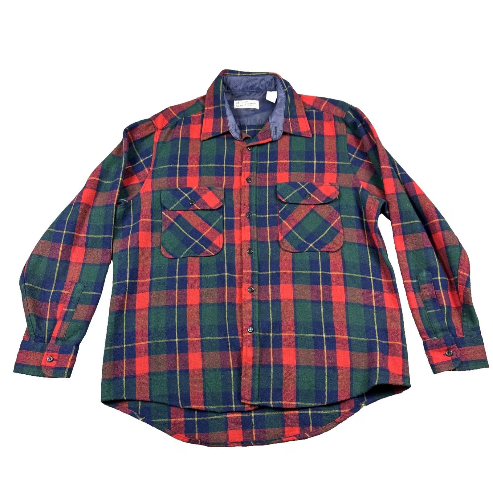 Sears VINTAGE Sears Roebuck Shirt Mens Large Plaid Wool Blend Flannel Red Green 80s Size US L / EU 52-54 / 3 - 2 Thumbnail