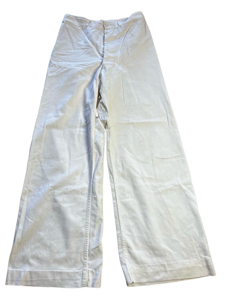 Vintage Vintage 1940's US Navy WWII Era White Cotton Sailor Pants Size US 28 / EU 44 - 1 Thumbnail