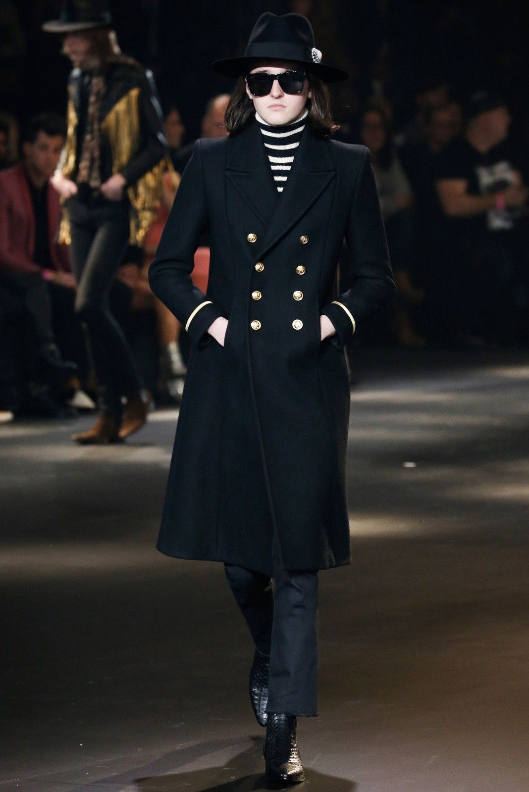 image of Saint Laurent Paris Aw16 Coat By Hedi Slimane Sz. 48 in Black, Men's (Size Medium)