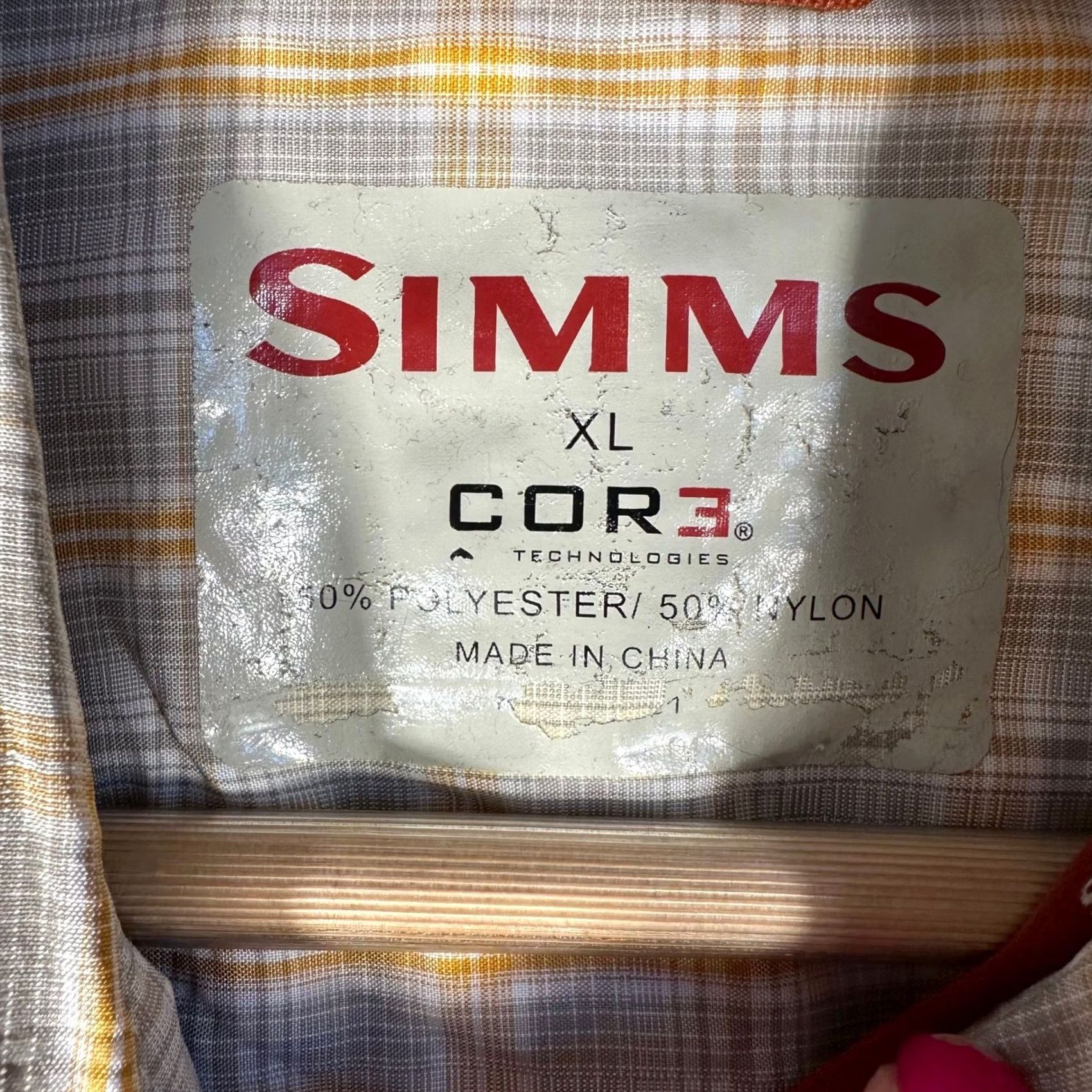 Vintage Simms COR3 Mens XL Shirt Long Sleeve Plaid Grey Yellow Button Up Flaws Size US XL / EU 56 / 4 - 6 Thumbnail