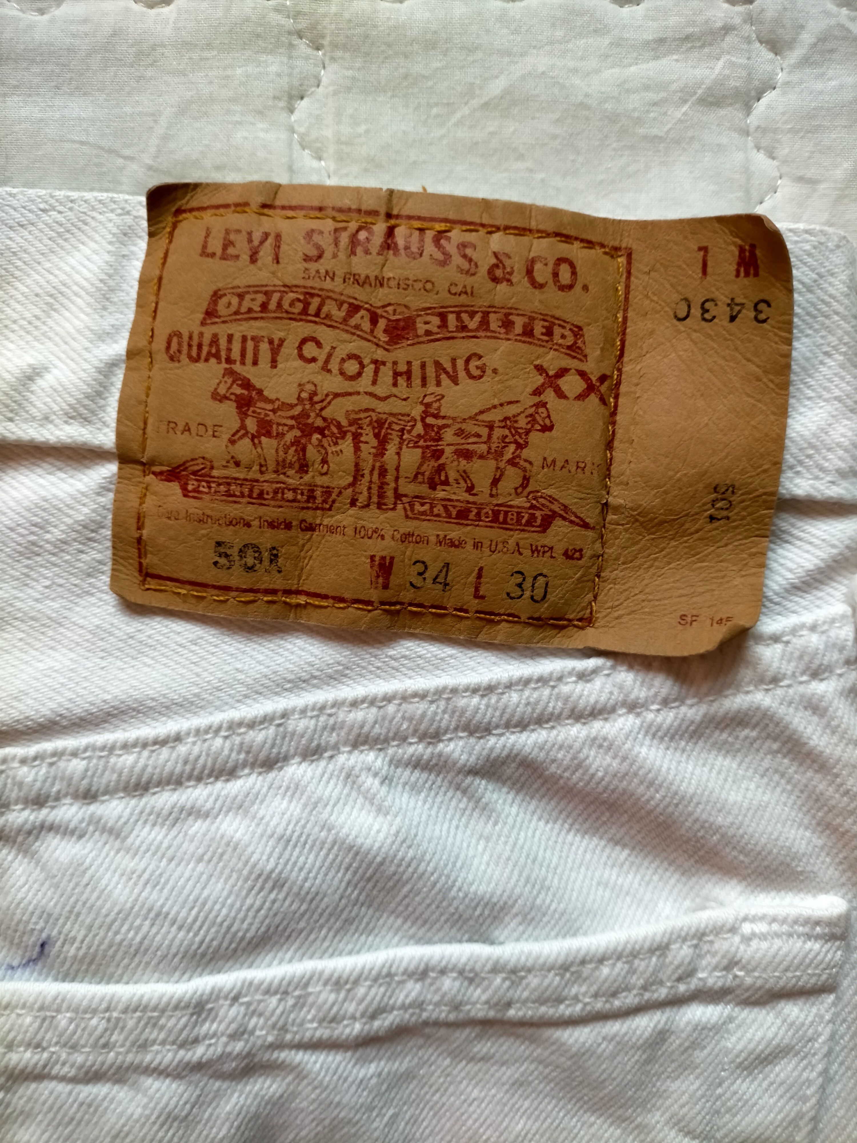Levi's Vintage Clothing Vintage Levis 501 Usa Button Fly White Jeans Size US 33 - 23 Thumbnail