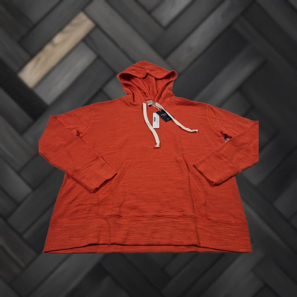 J.Crew VINTAGE J.Crew Hoodie Mens Small Orange Pullover Fleece Garment Dyed Pockets Knit Lightweight Overall AB718 Mens Size US S / EU 44-46 / 1 - 1 Thumbnail