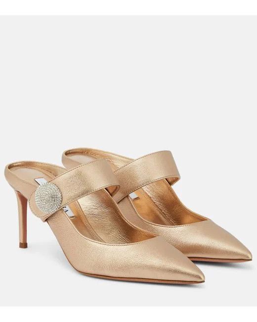 Aquazzura o1srvl11e1024 Mules in Gold Size US 7 / IT 37 - 2 Thumbnail