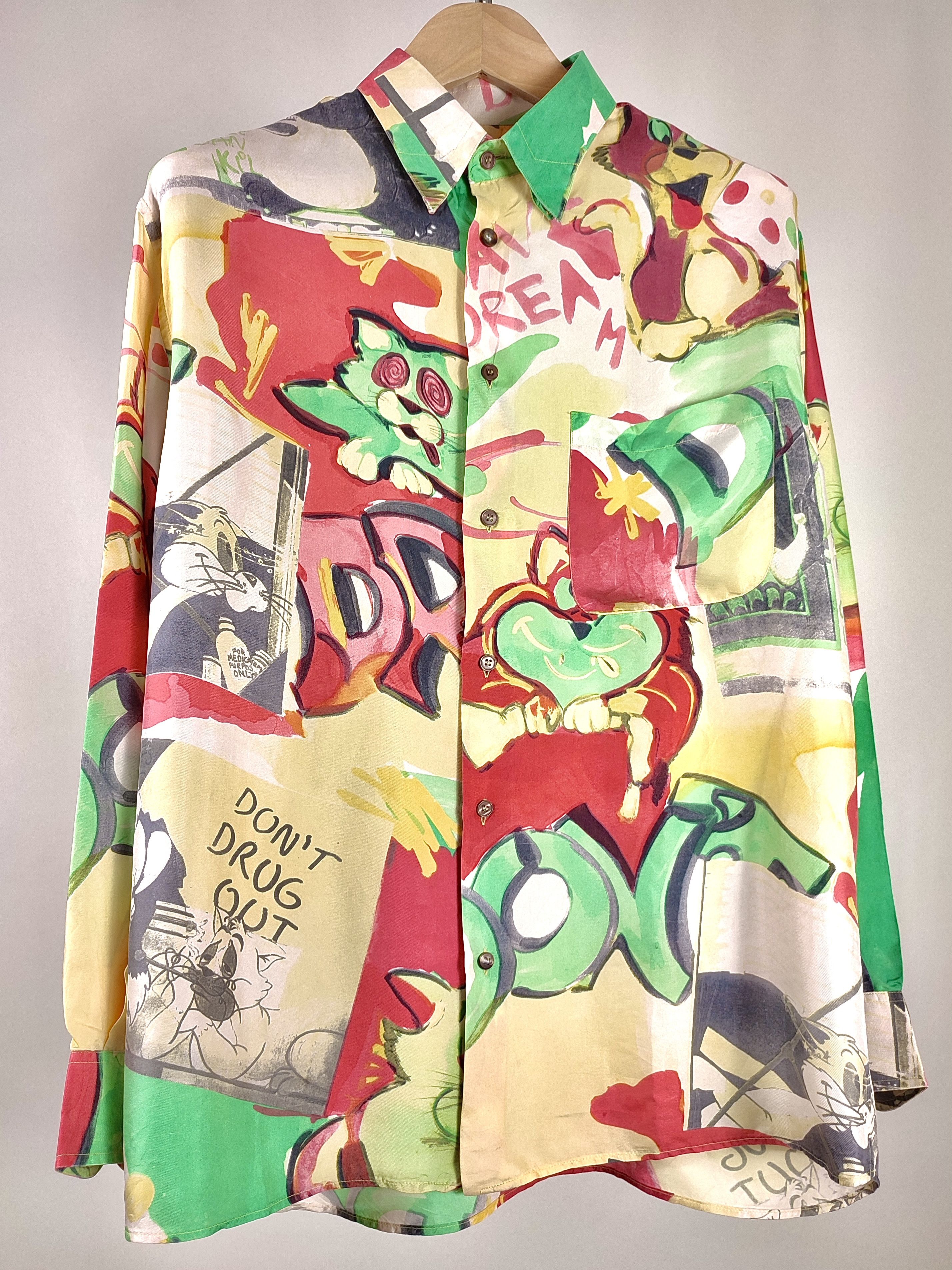 Iceberg 1992 Iceberg Silk Don’t Drug Out LSD Full Print Shirt 90s Size US L / EU 52-54 / 3 - 1 Thumbnail
