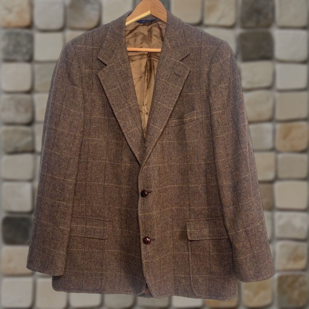 Brooks Brothers Brooks Brothers Blazer Jacket Men Wool Windowpane Brown Made in Italy 45R Regular Size 45 Brown Tweed Pockets Vintage Classic Preppy Look Mens Size 48R - 1 Thumbnail