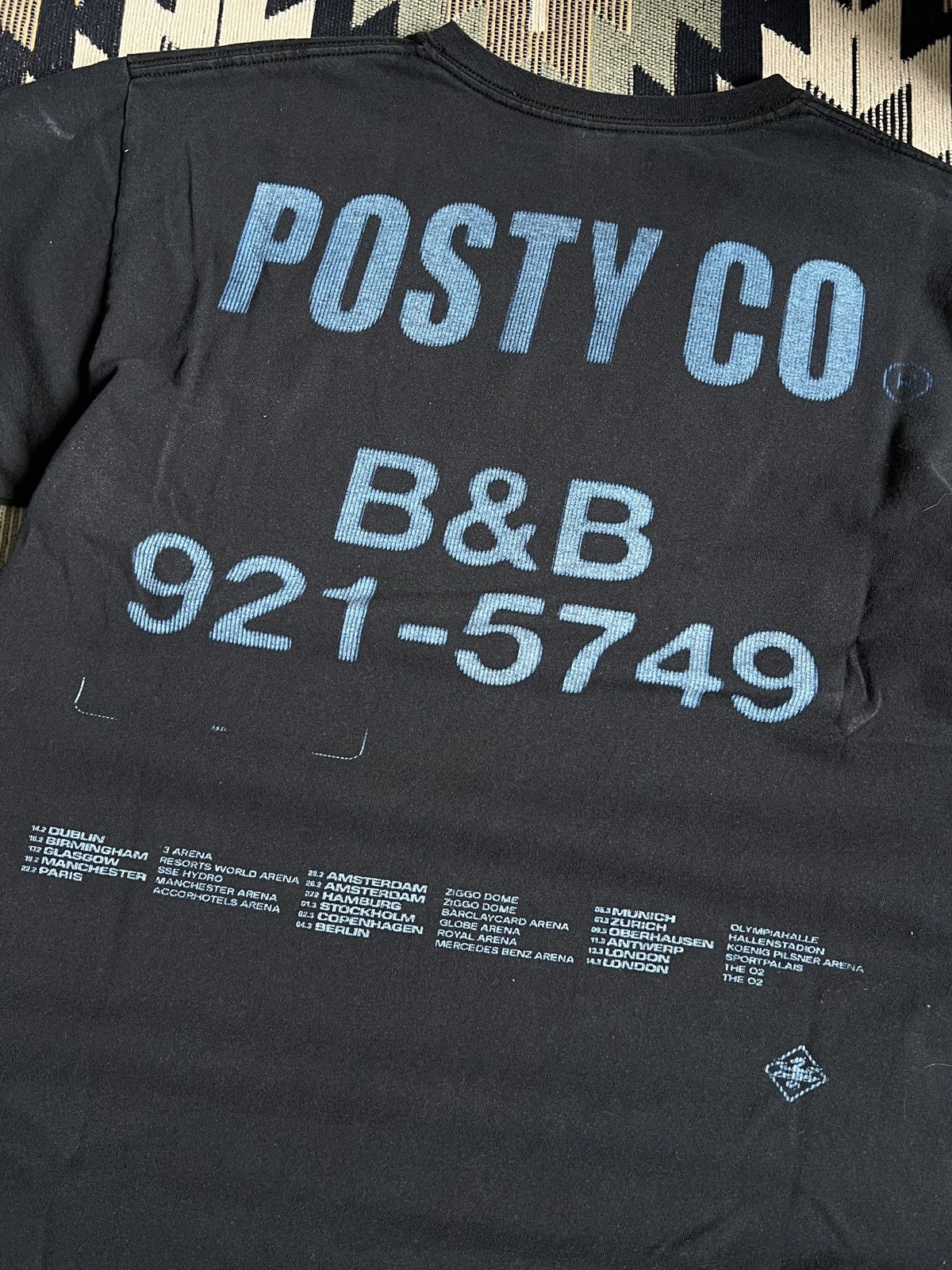 Band Tees × Rap Tees Post Malone Mugshot Posty Co Tour Black T-shirt Size US L / EU 52-54 / 3 - 7 Thumbnail
