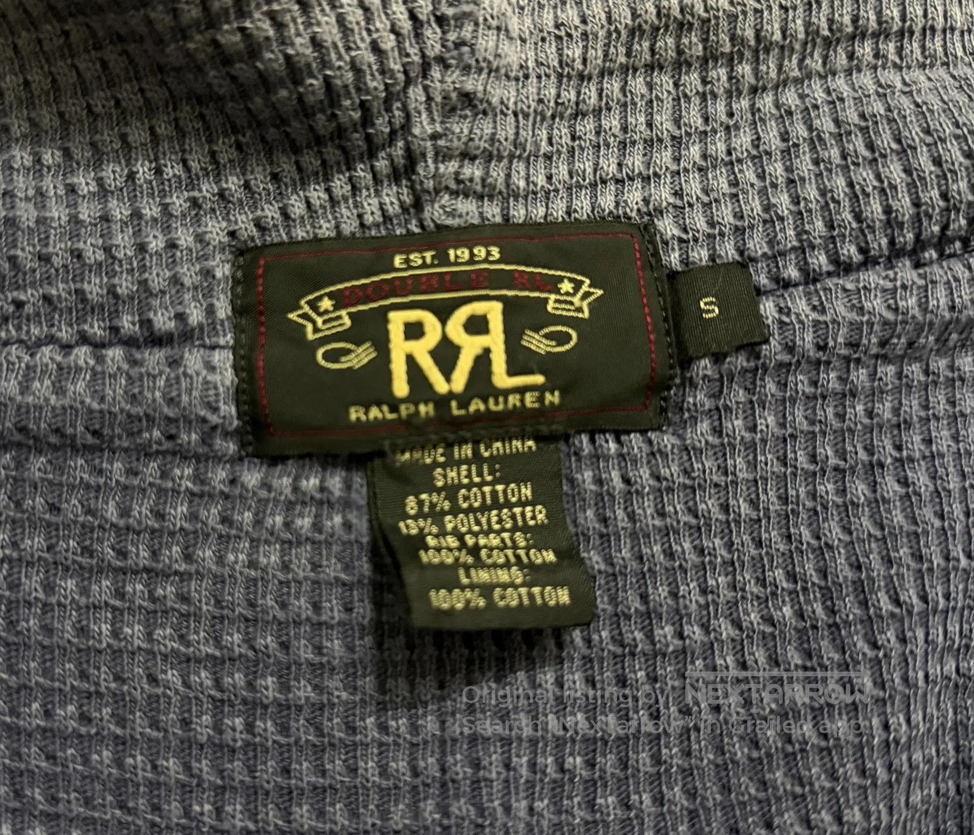 RRL Ralph Lauren RRL Classic Waffle Lined Washed Hoodie. Size US S / EU 44-46 / 1 - 3 Thumbnail