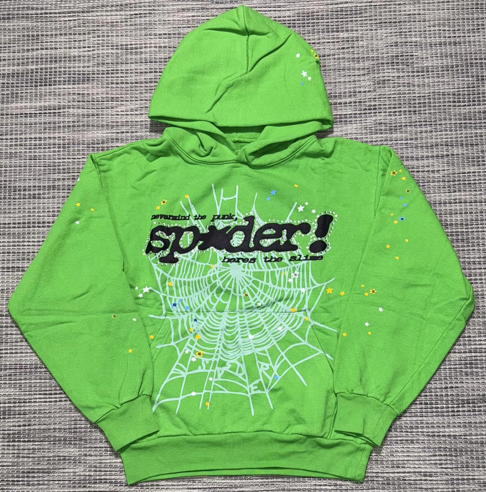 Sp5der Sp5der Bright Green P*nk V2 Rhinestone Hoodie Size US XL / EU 56 / 4 - 1 Thumbnail