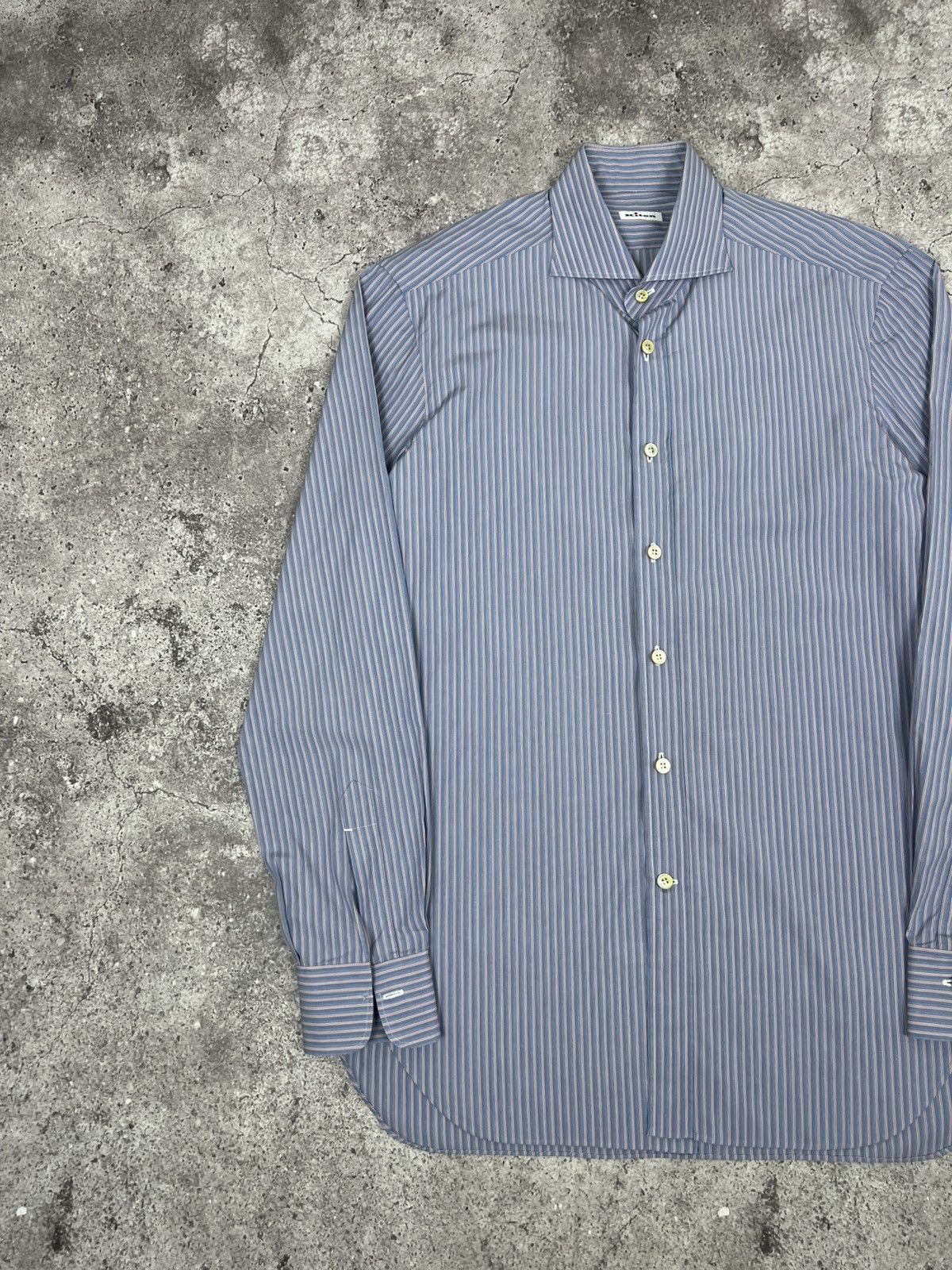 Kiton Kiton Napoli Dress Shirt Cotton Blue Size US L / EU 52-54 / 3 - 2 Thumbnail